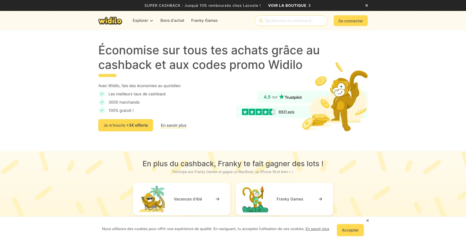 Website screenshot of Widilo.fr