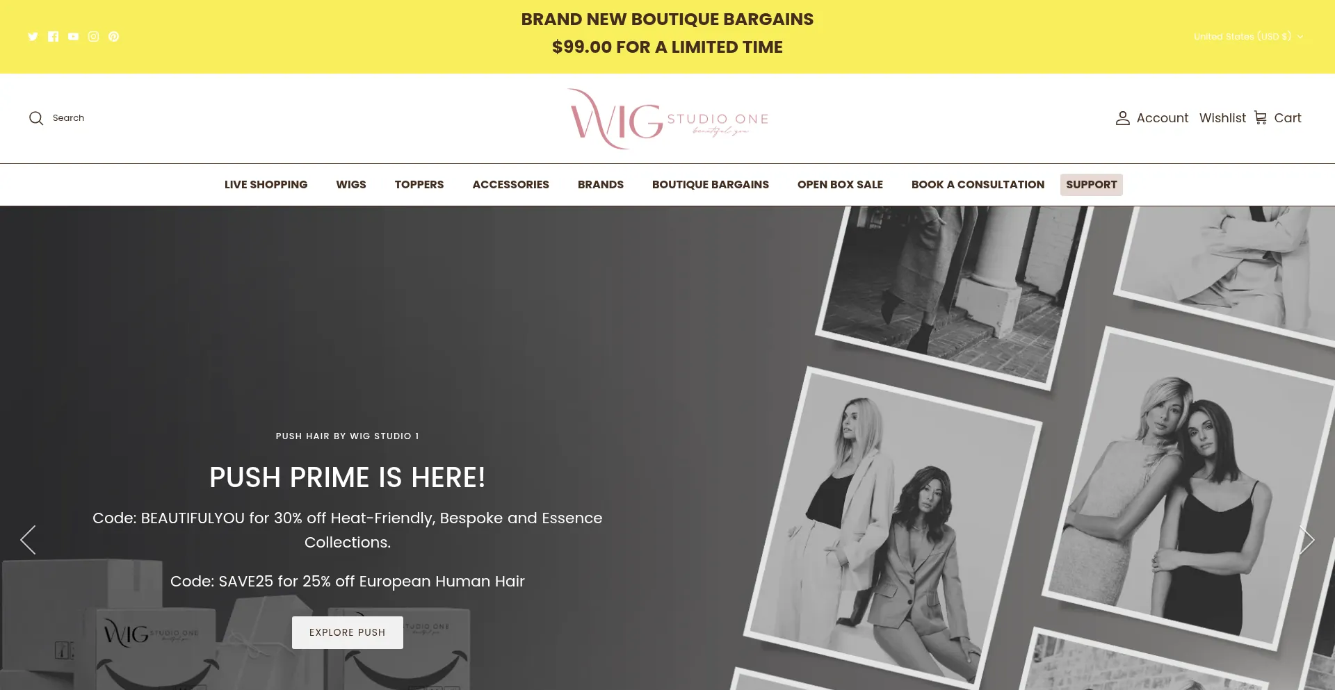 Website screenshot of Wigstudio1.com