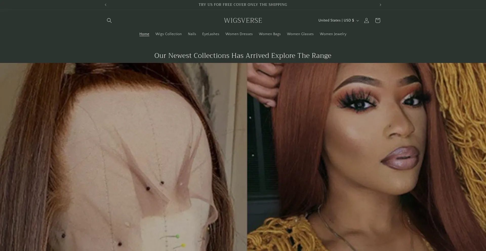 Website screenshot of Wigsverse.shop