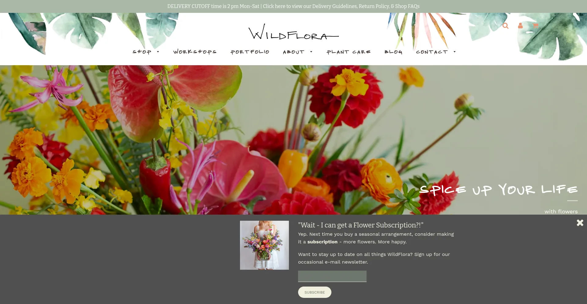 Website screenshot of Wildfloradesign.com