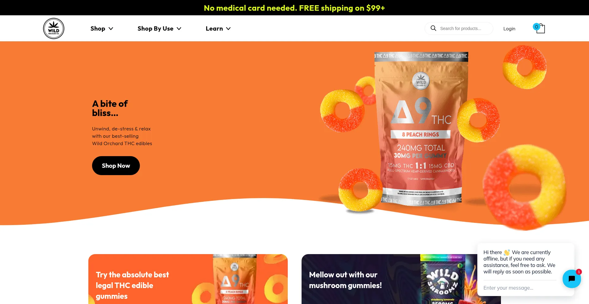 Website screenshot of Wildorchardhemp.com
