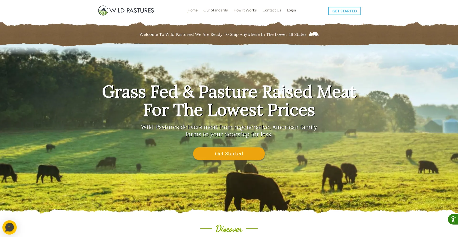 Website screenshot of Wildpastures.com