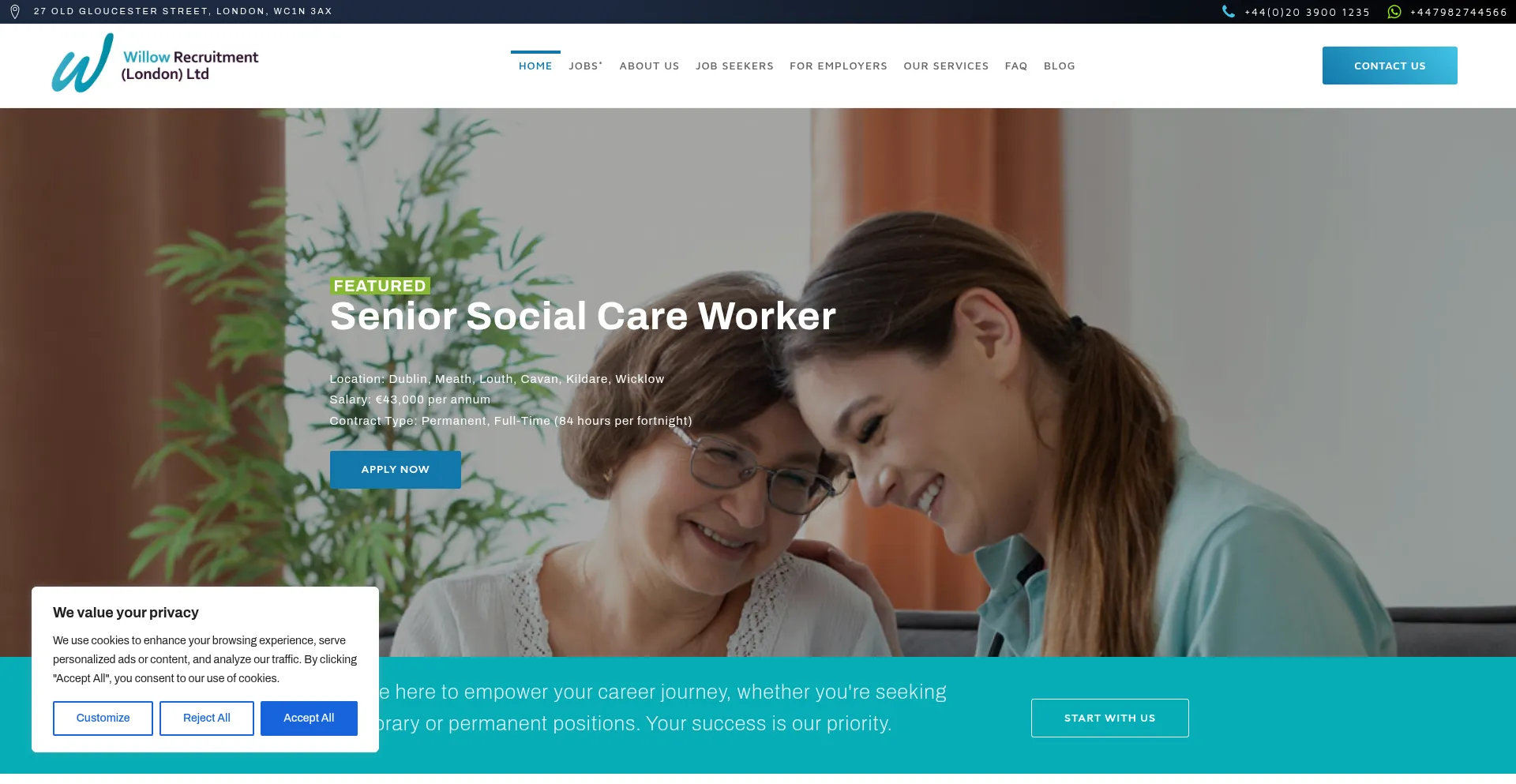 Website screenshot of Willowrecruitment.co.uk