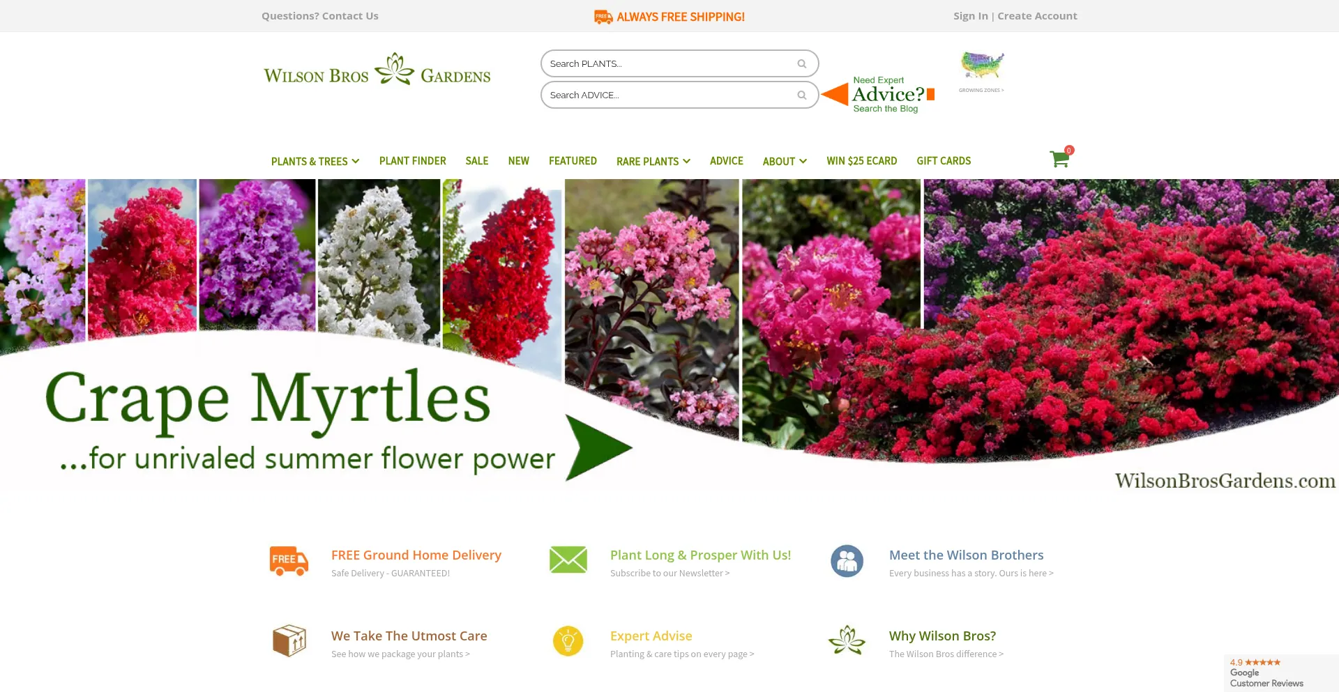 Website screenshot of Wilsonbrosgardens.com