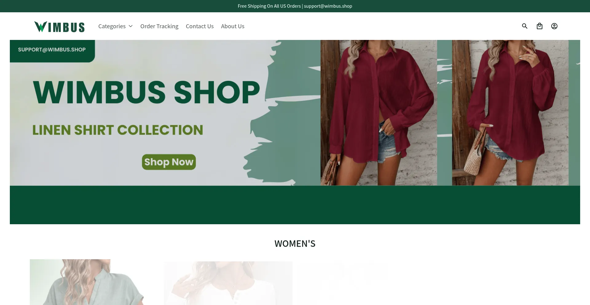 Website screenshot of Wimbus.shop