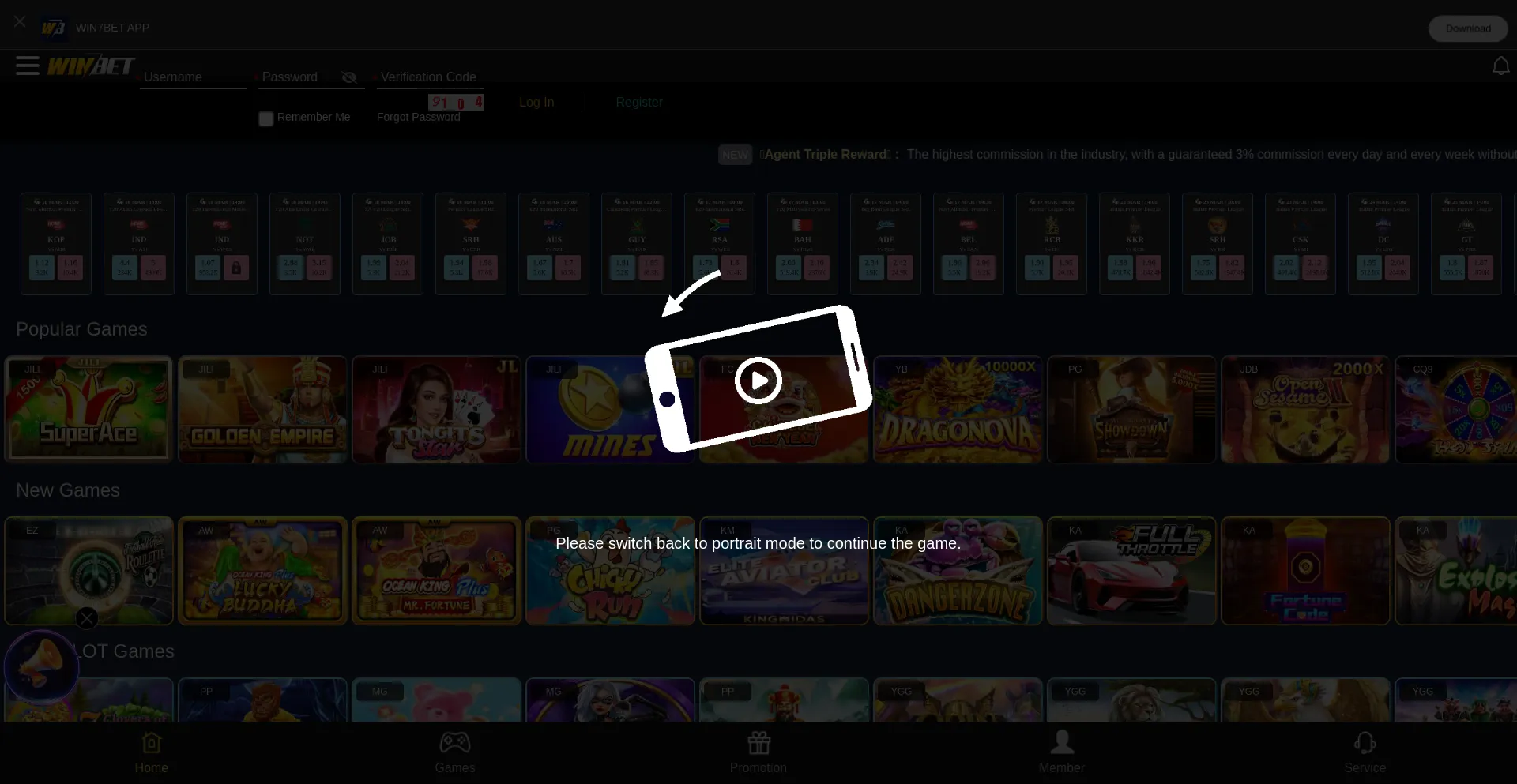 Website screenshot of Win7bet5.com