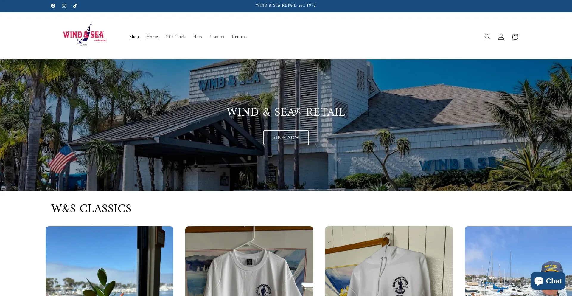 Website screenshot of Windandseashop.com