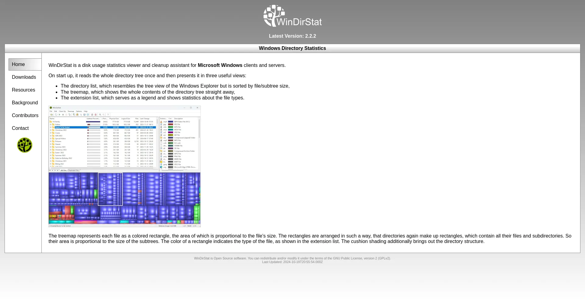 Website screenshot of Windirstat.net