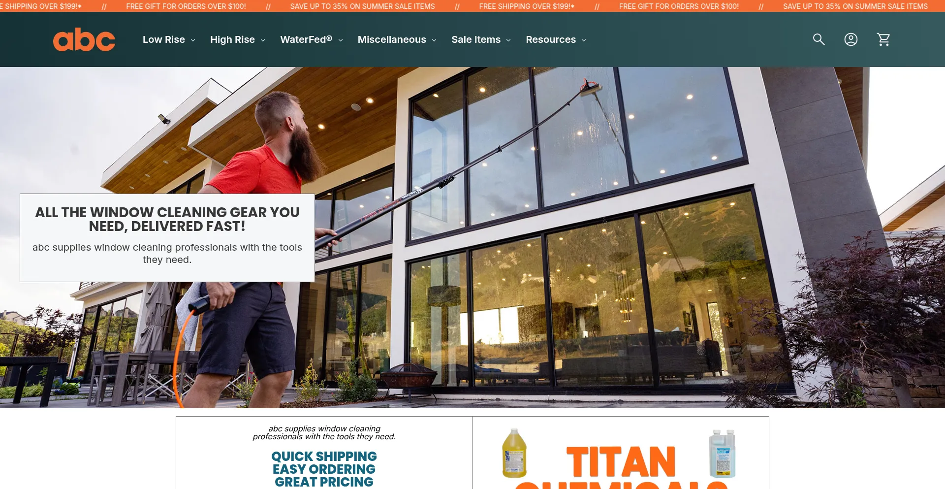 Website screenshot of Window-cleaning-supply.com