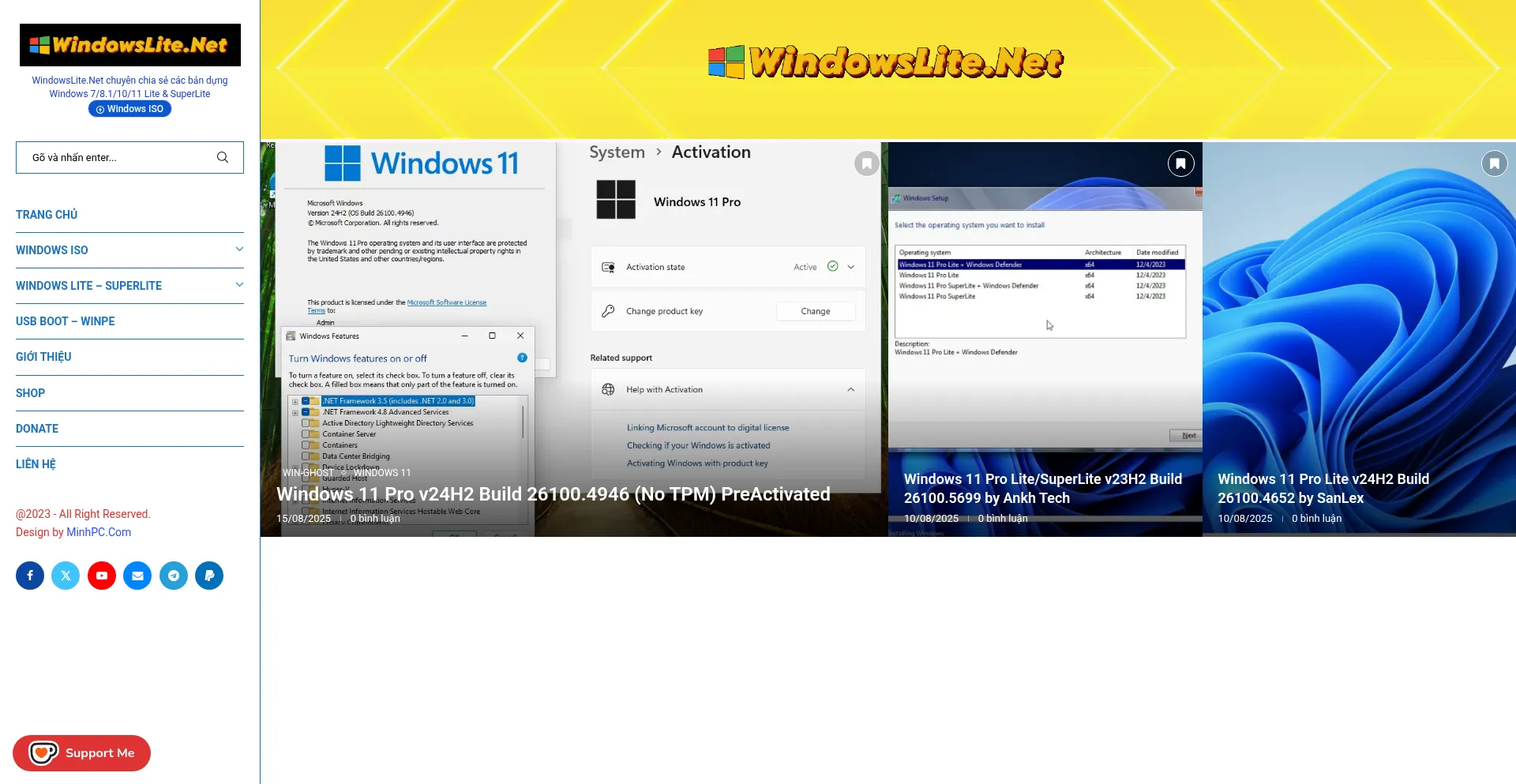 Website screenshot of Windowslite.net