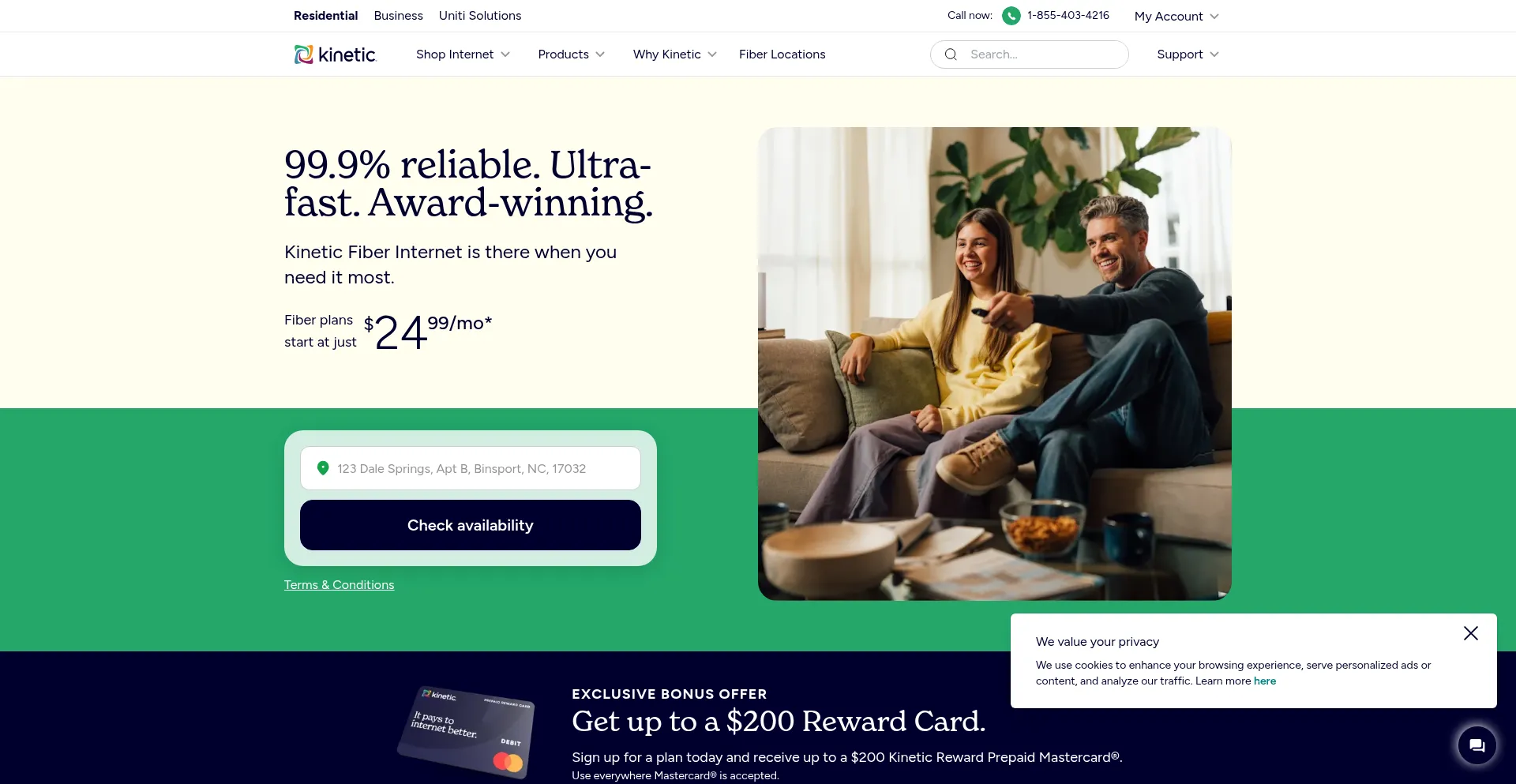 Website screenshot of Windstream.com