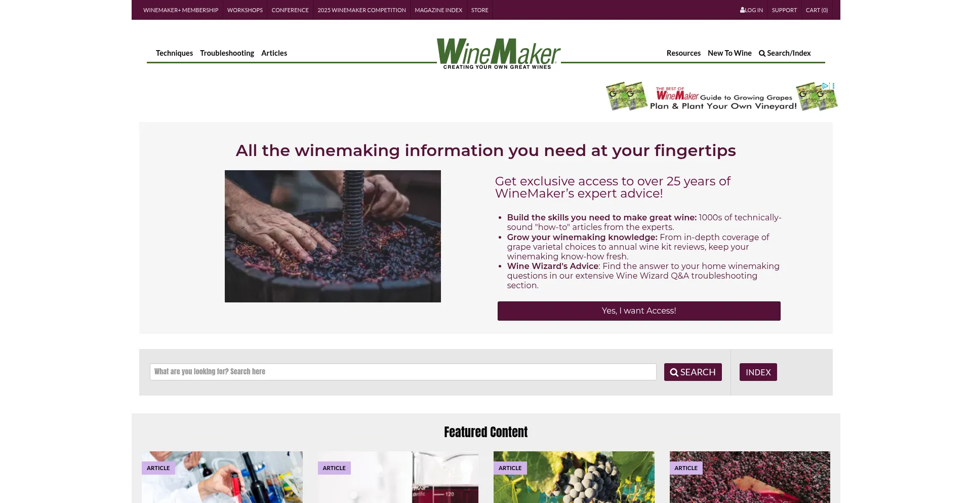 Website screenshot of Winemakermag.com