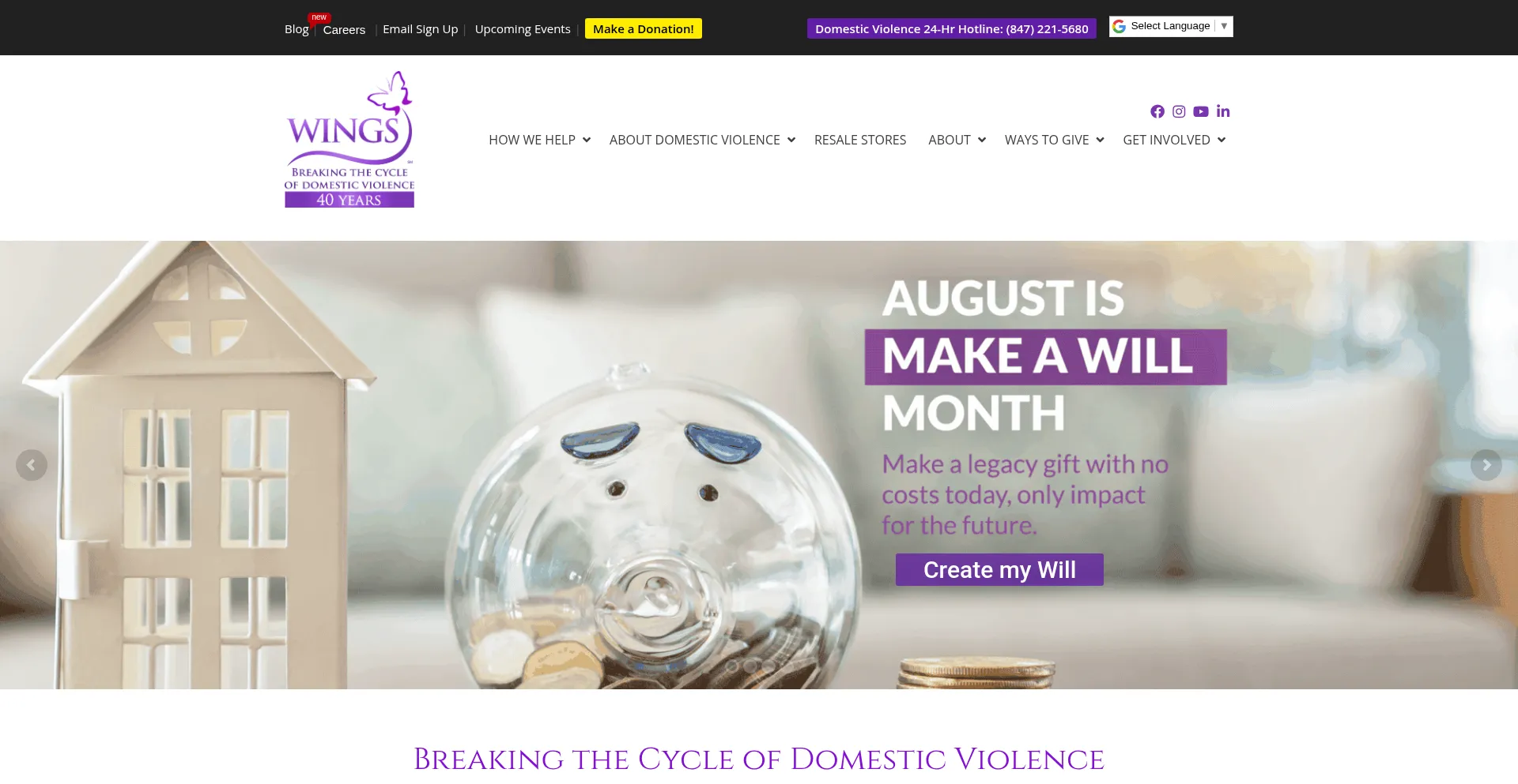Website screenshot of Wingsprogram.com