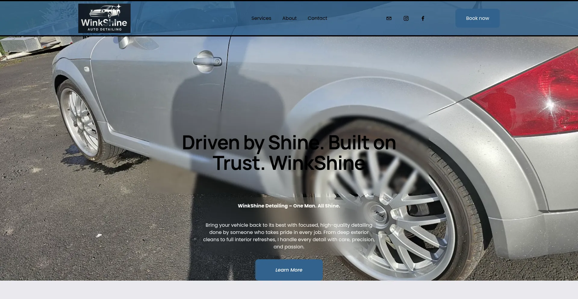Website screenshot of Winkshinedetailing.com