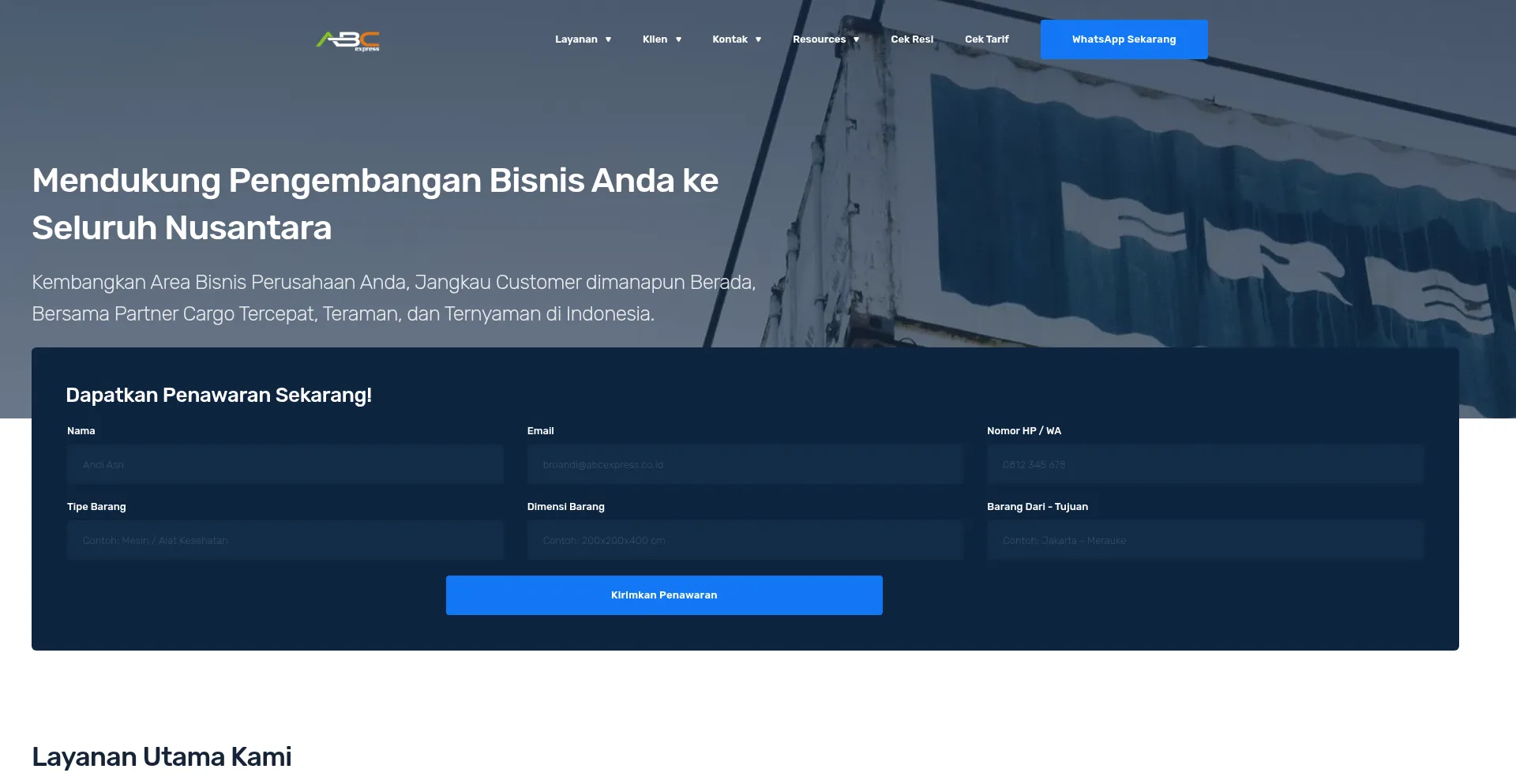Website screenshot of Winksky.space
