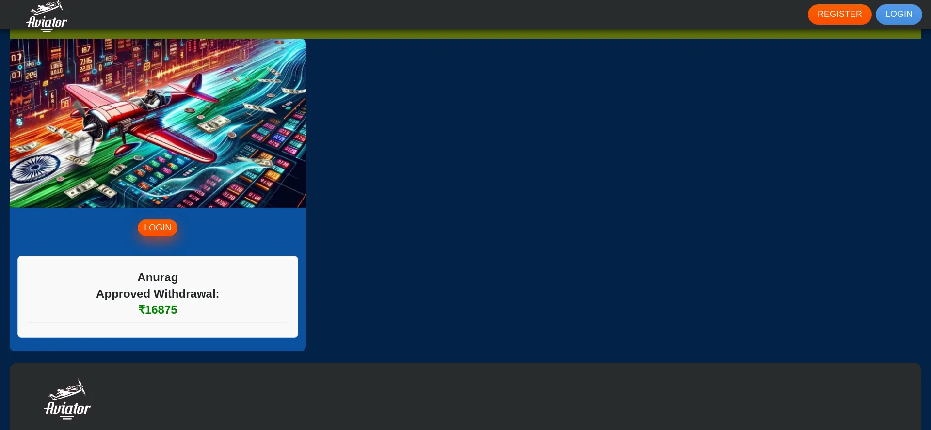 Website screenshot of Winmoneyaviator.pro