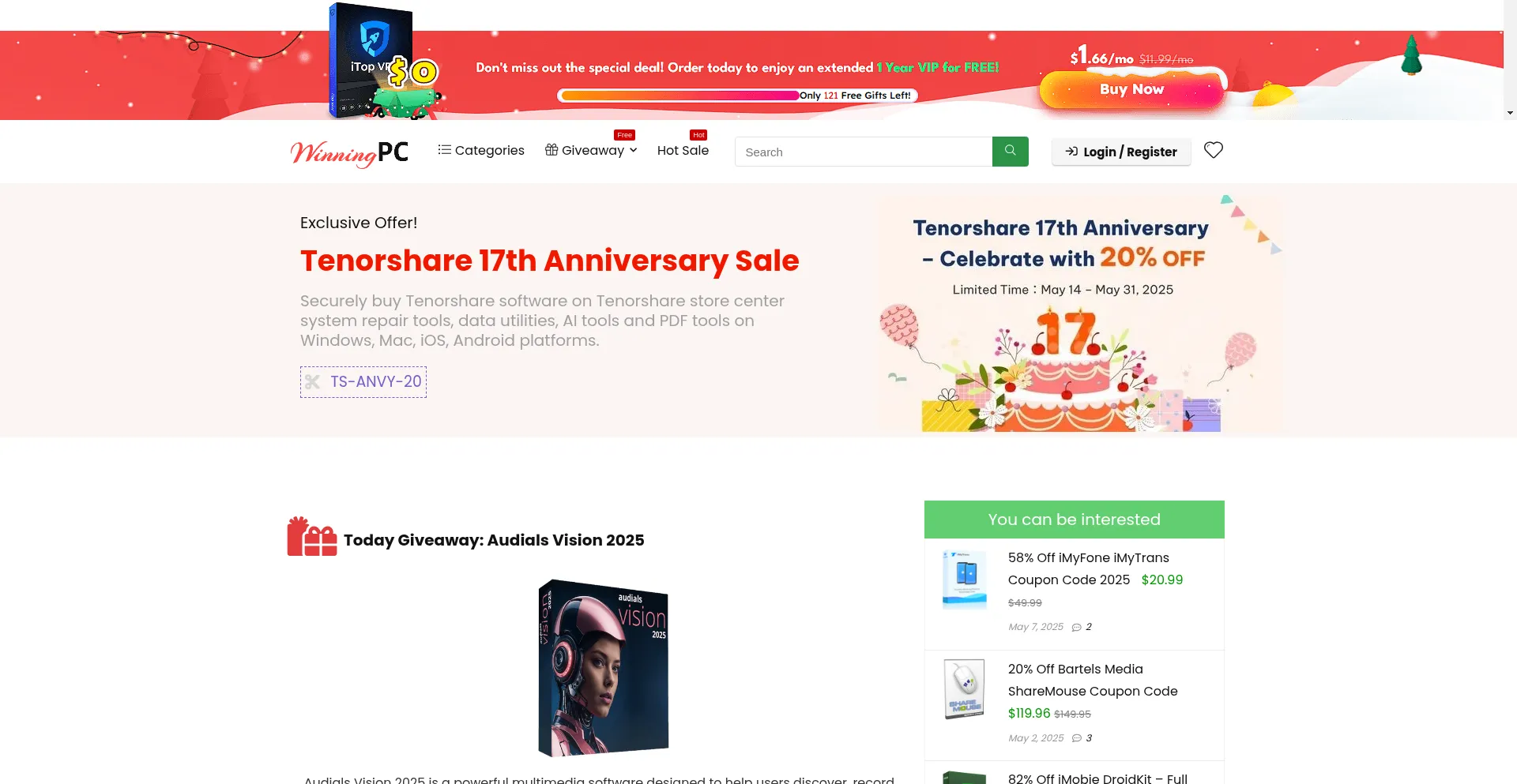 Website screenshot of Winningpc.com