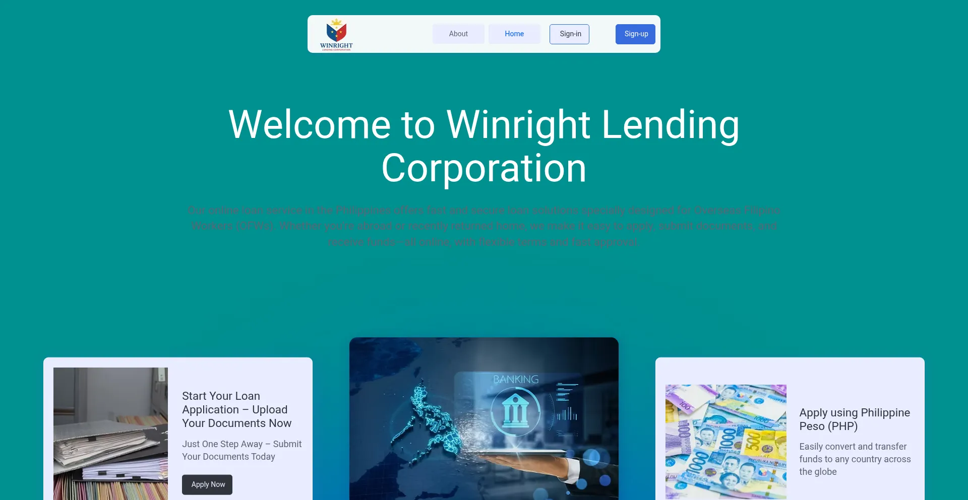 Website screenshot of Winrightlendingcorporation.com