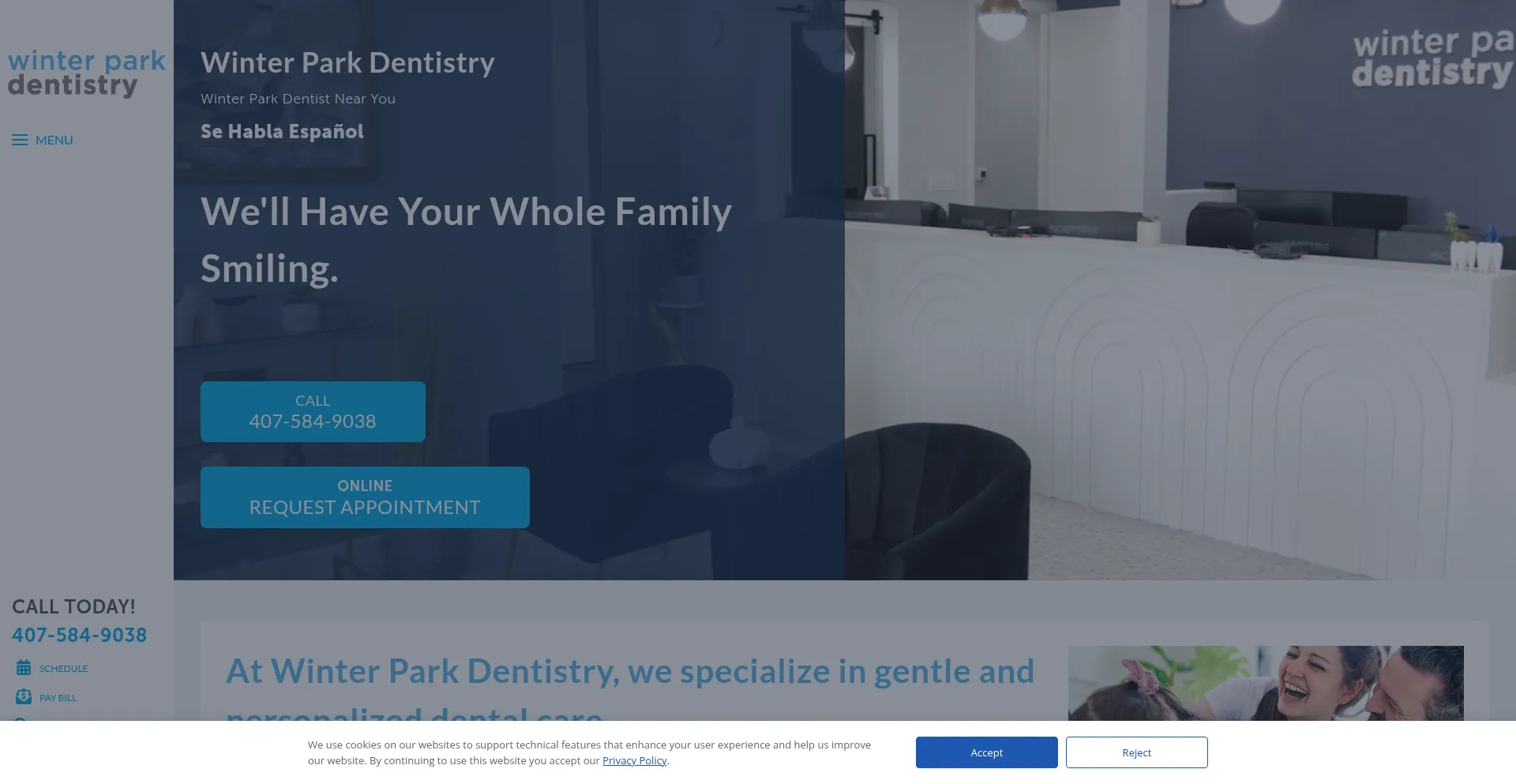 Website screenshot of Winterparkfldentistry.com