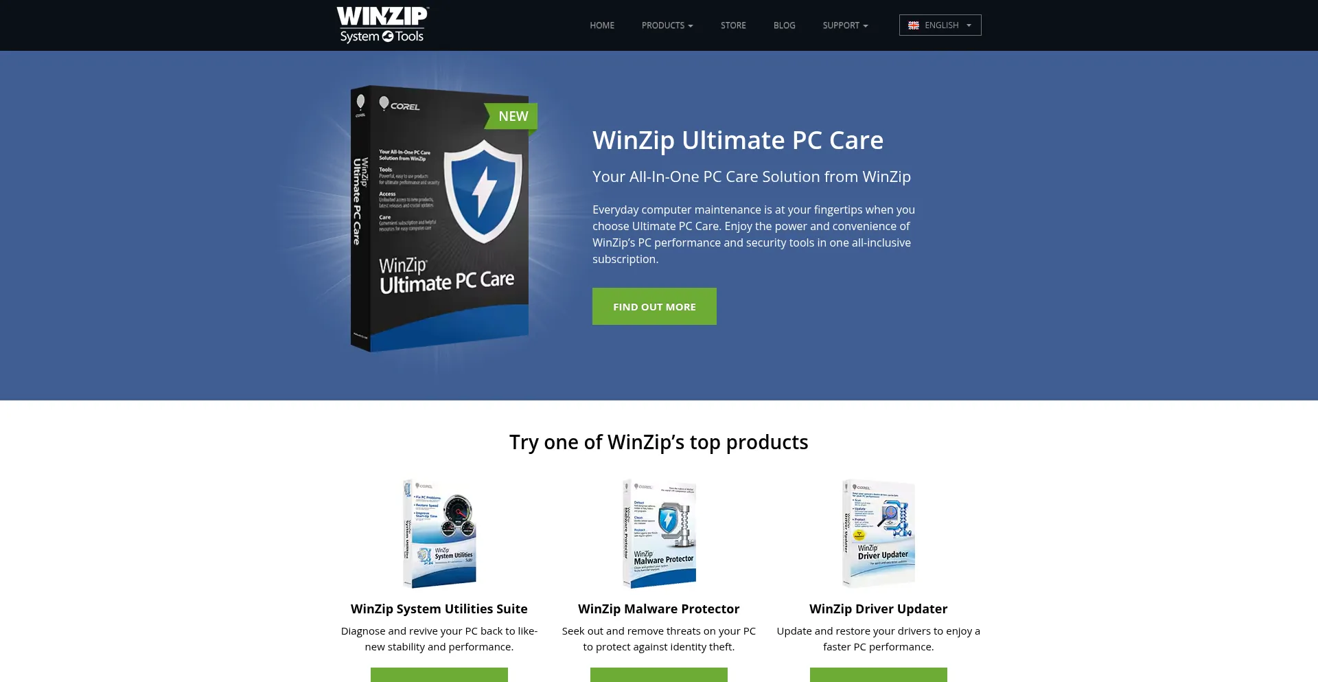 Website screenshot of Winzipsystemtools.com