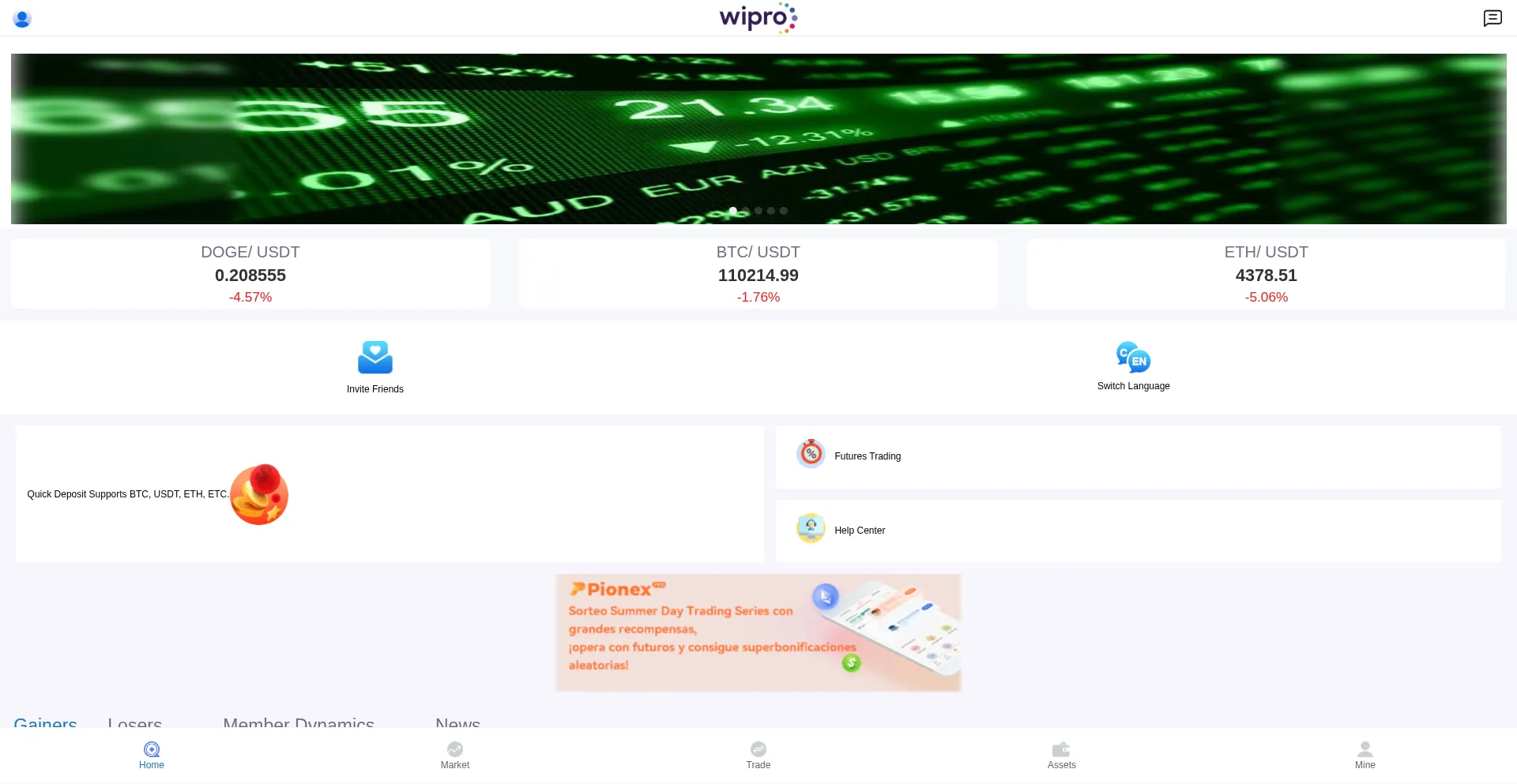 Website screenshot of Wiprotrade09.cc