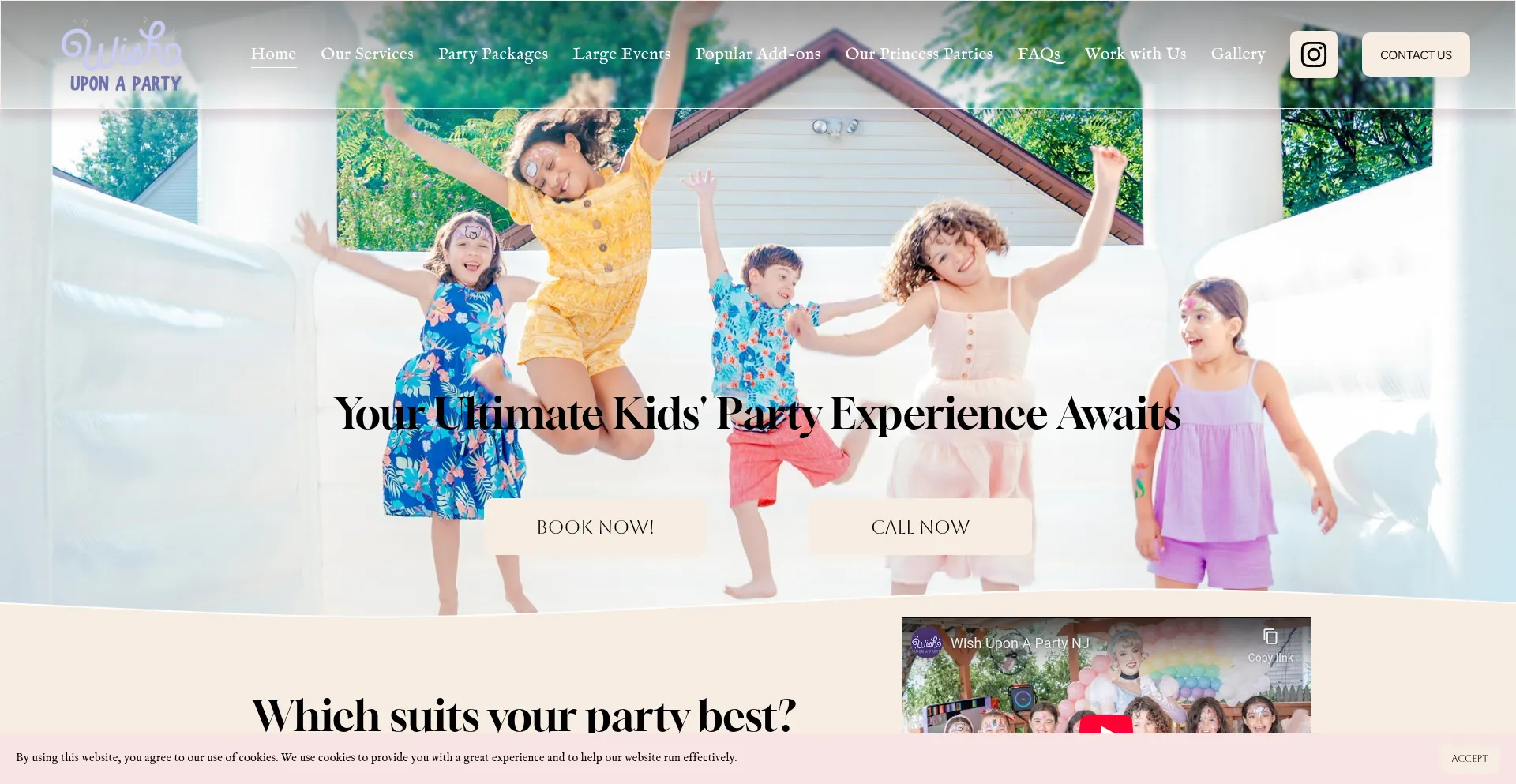 Website screenshot of Wishuponapartynj.com