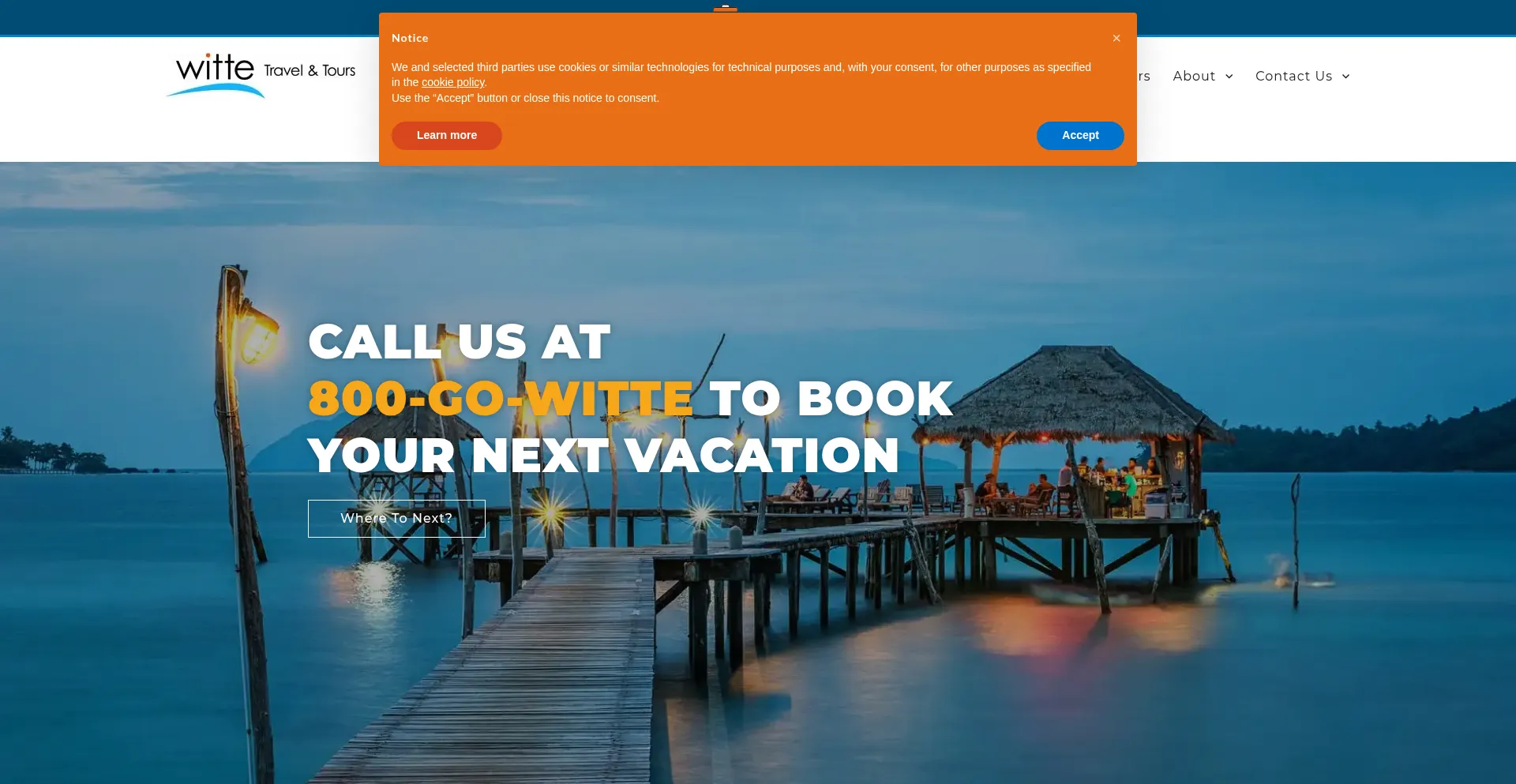 Website screenshot of Wittetravel.com