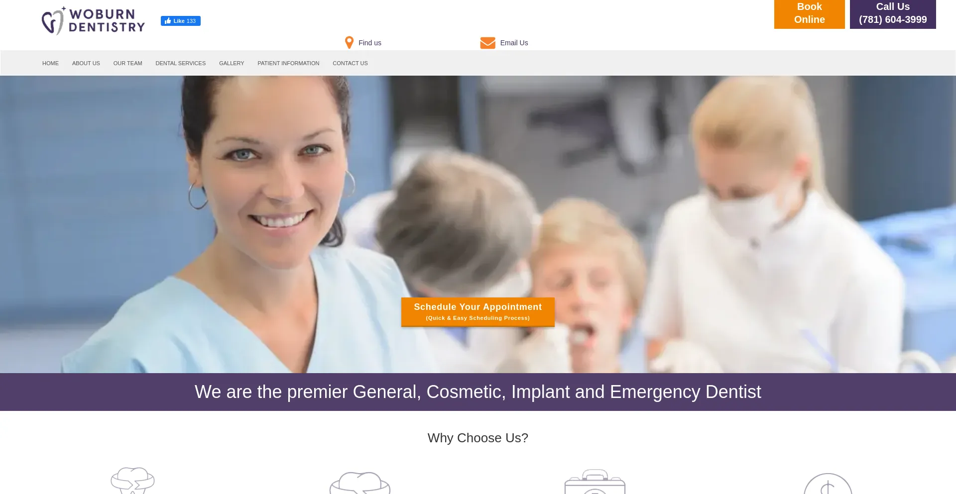 Website screenshot of Woburndentistryma.com