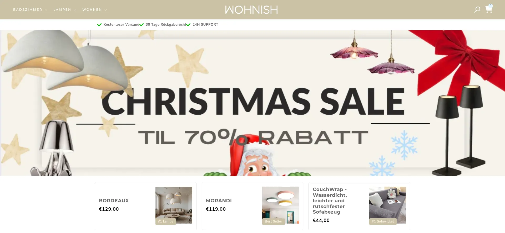 Website screenshot of Wohnish.de