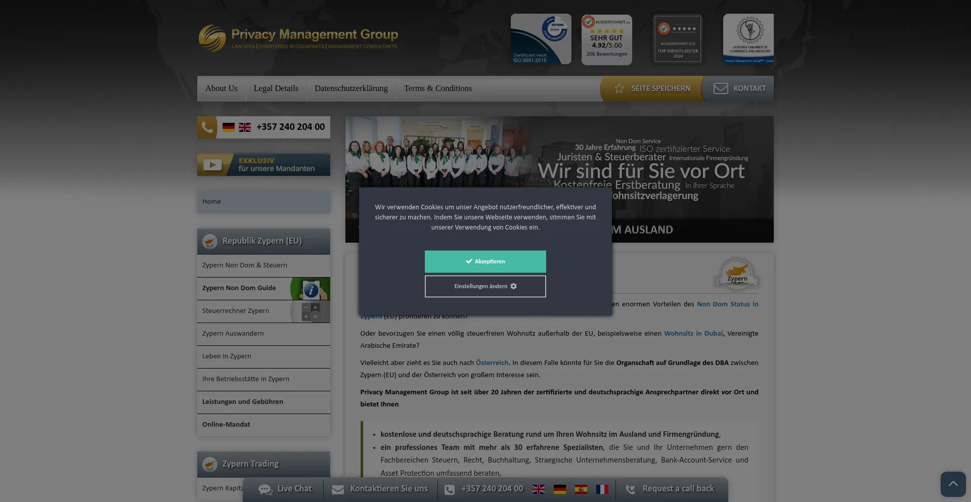 Website screenshot of Wohnsitz-ausland.com