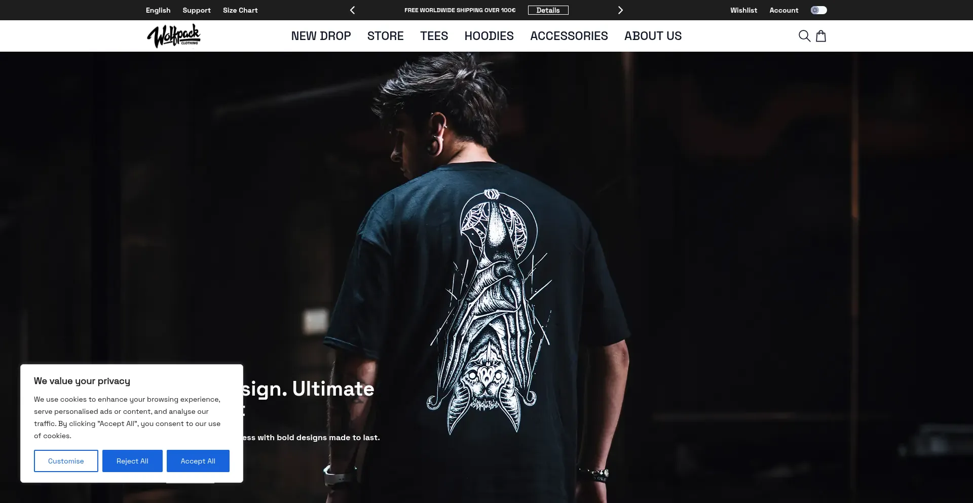 Website screenshot of Wolfpackclth.com