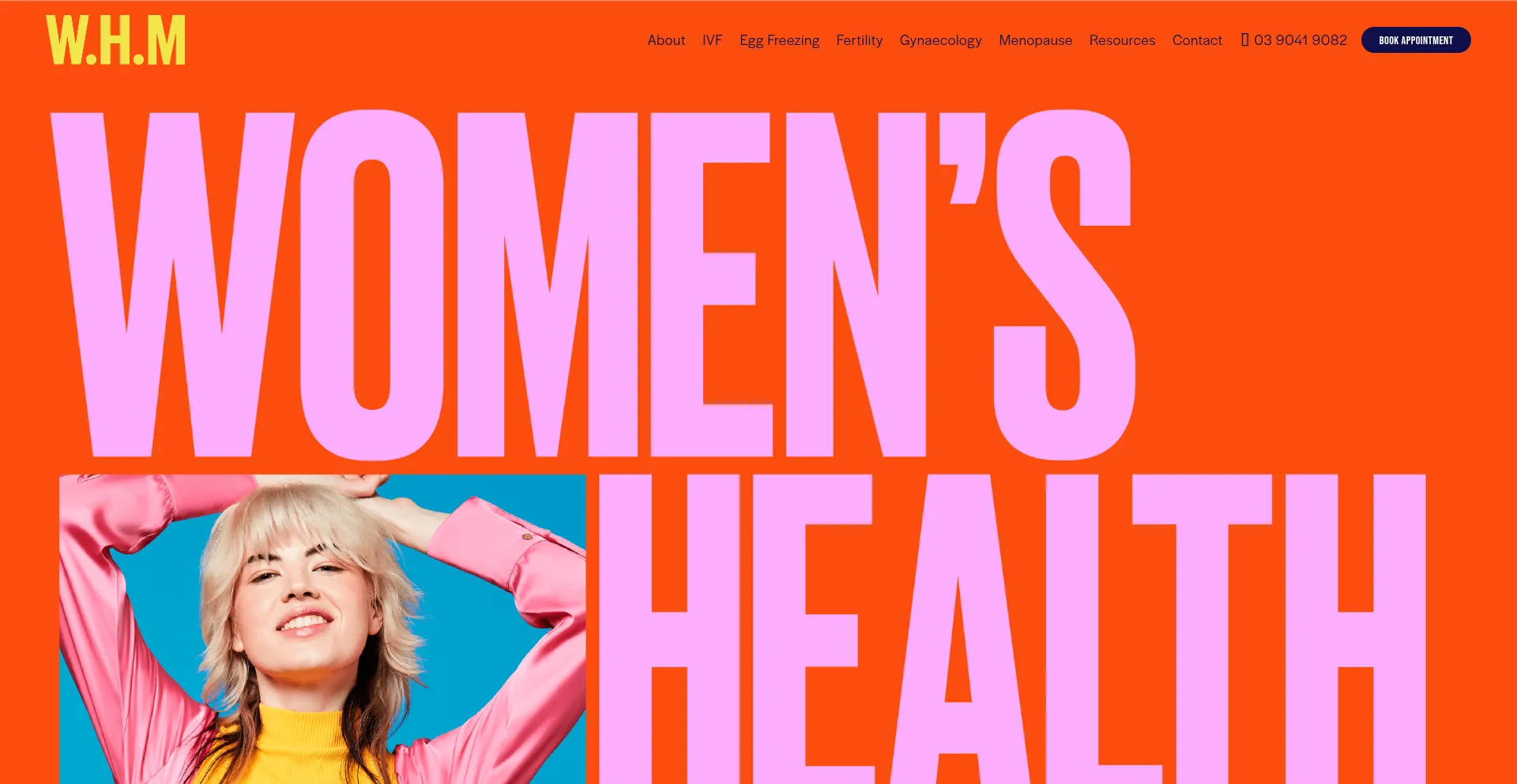 Website screenshot of Womenshealthmelbourne.com.au