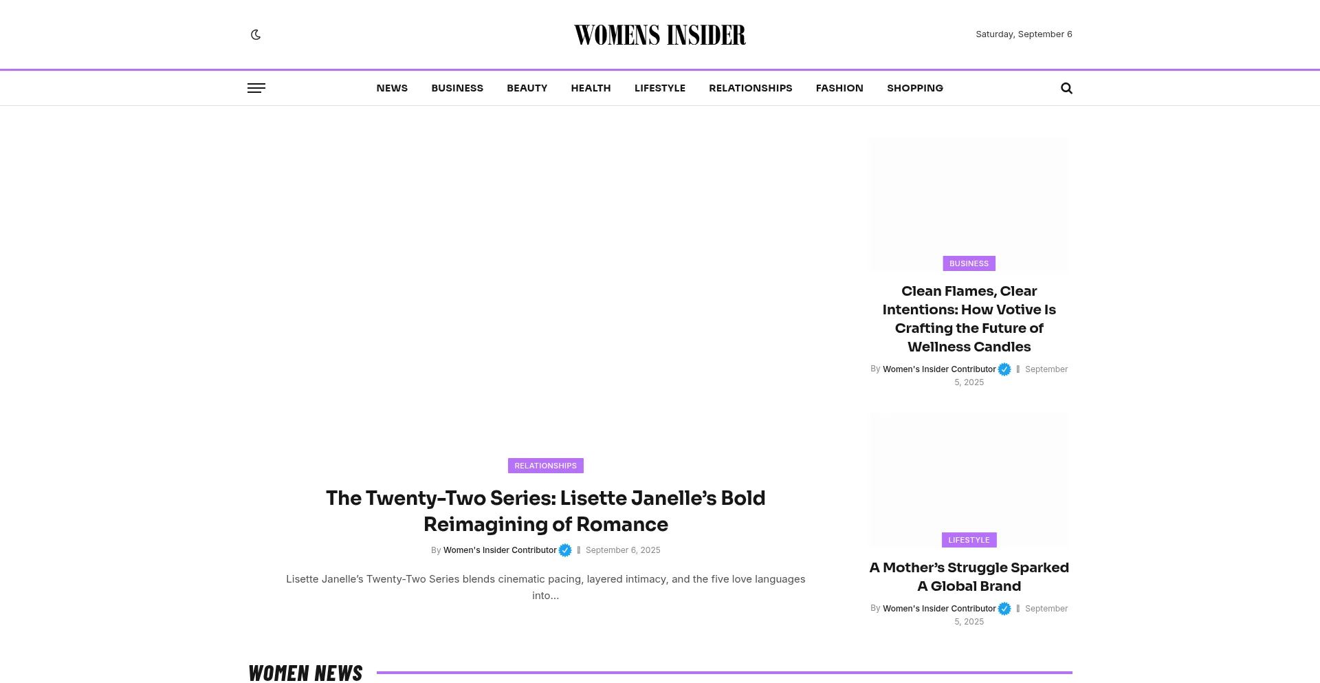 Website screenshot of Womensinsider.com
