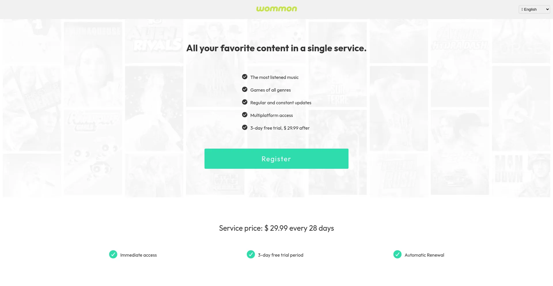 Website screenshot of Wommon.com