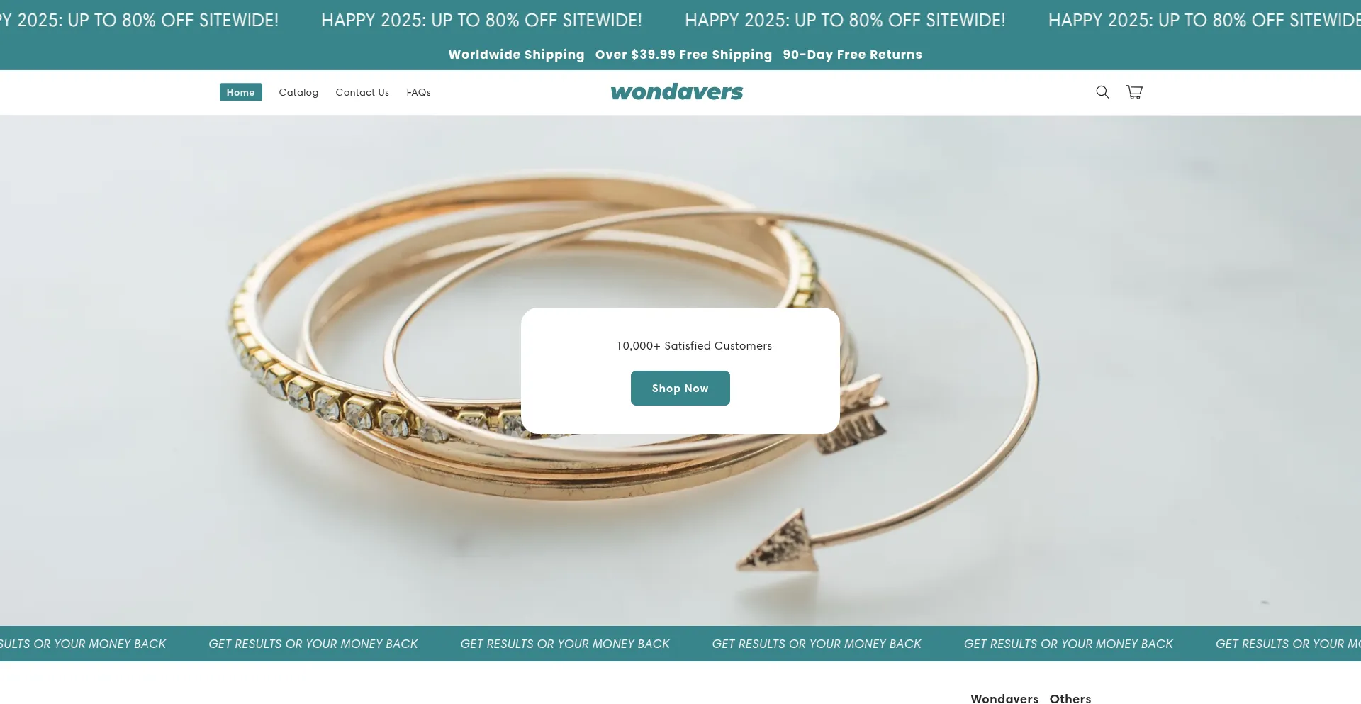 Website screenshot of Wondavers.com