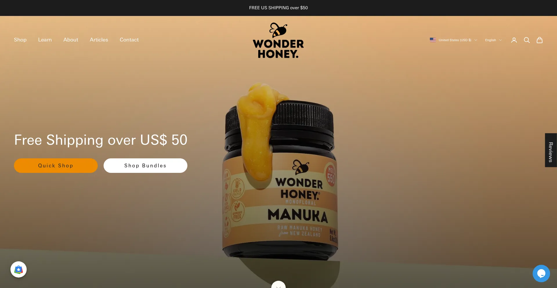 Website screenshot of Wonderhoney.com
