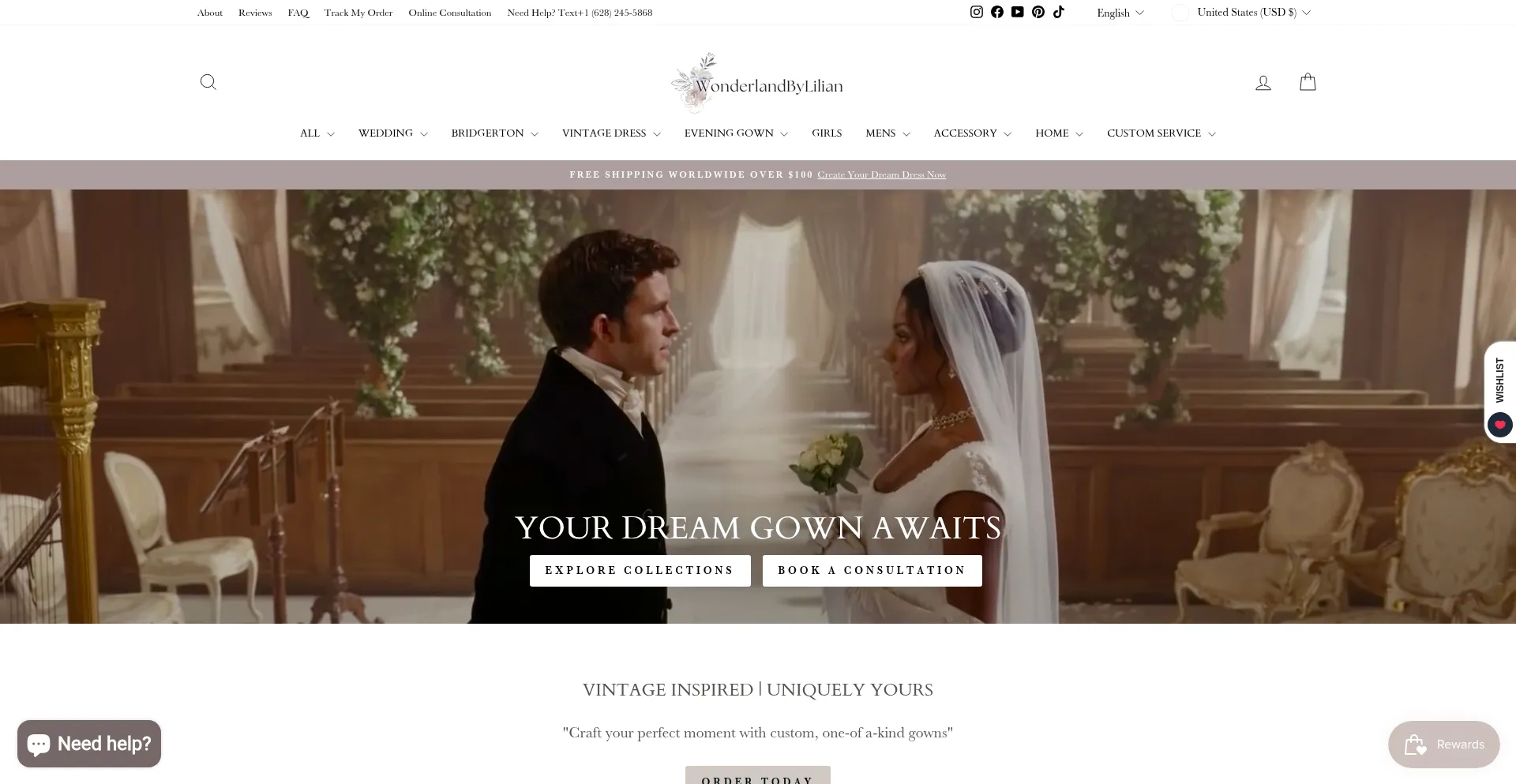 Website screenshot of Wonderlandbylilian.com