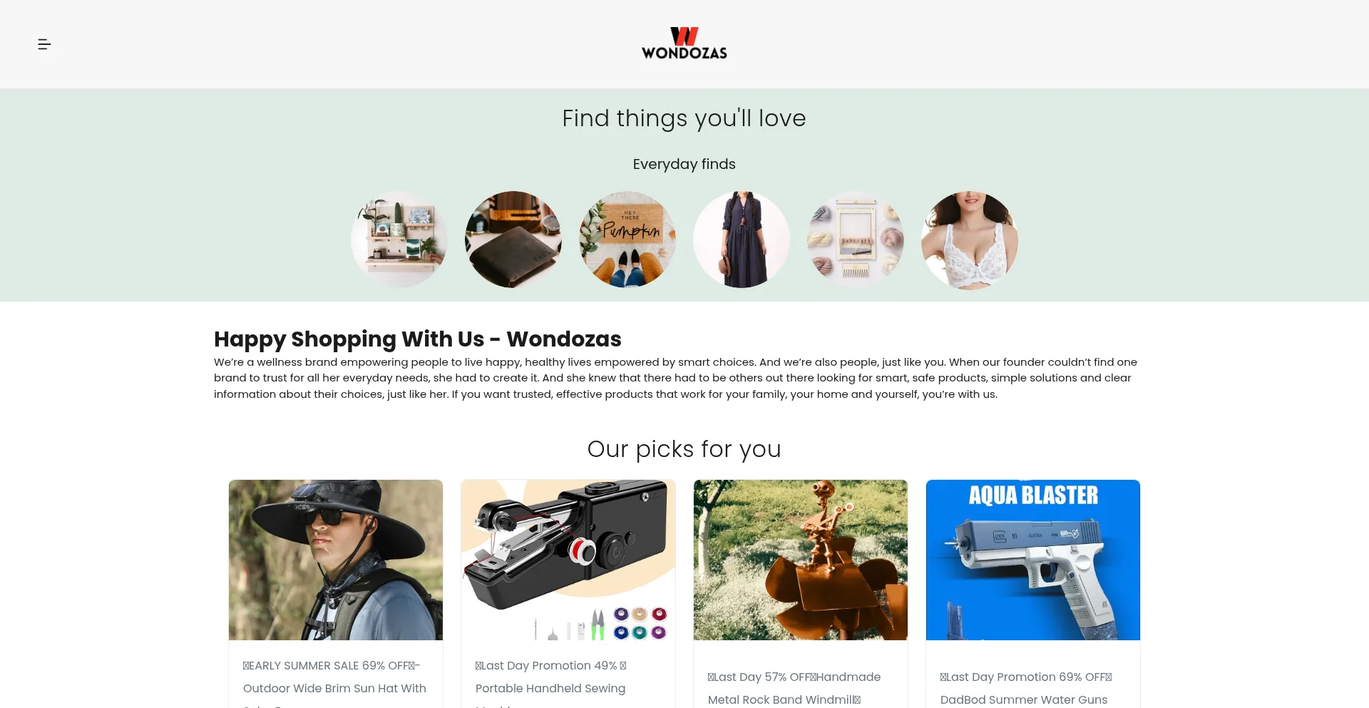Website screenshot of Wondozas.com