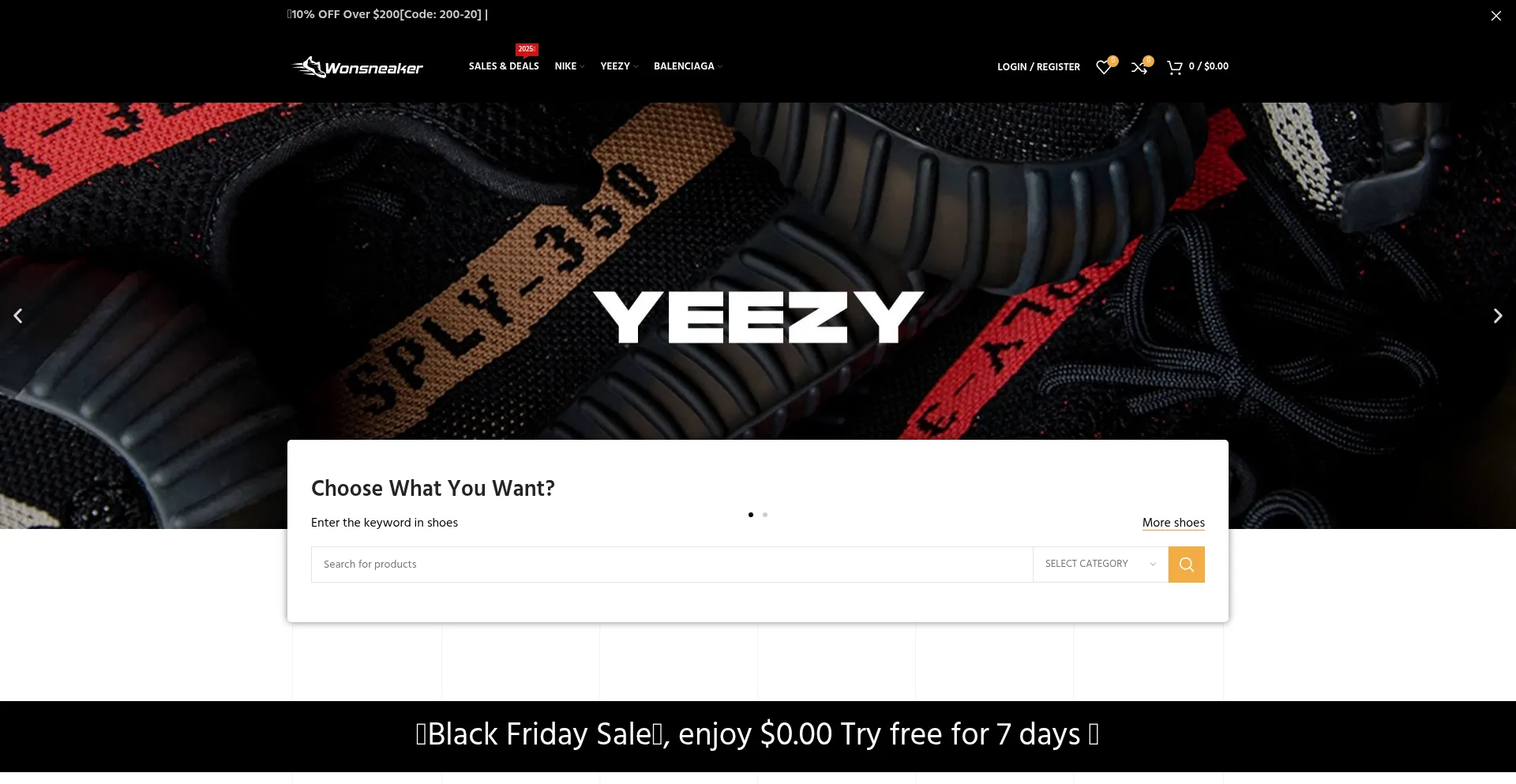 Website screenshot of Wonsneaker.com