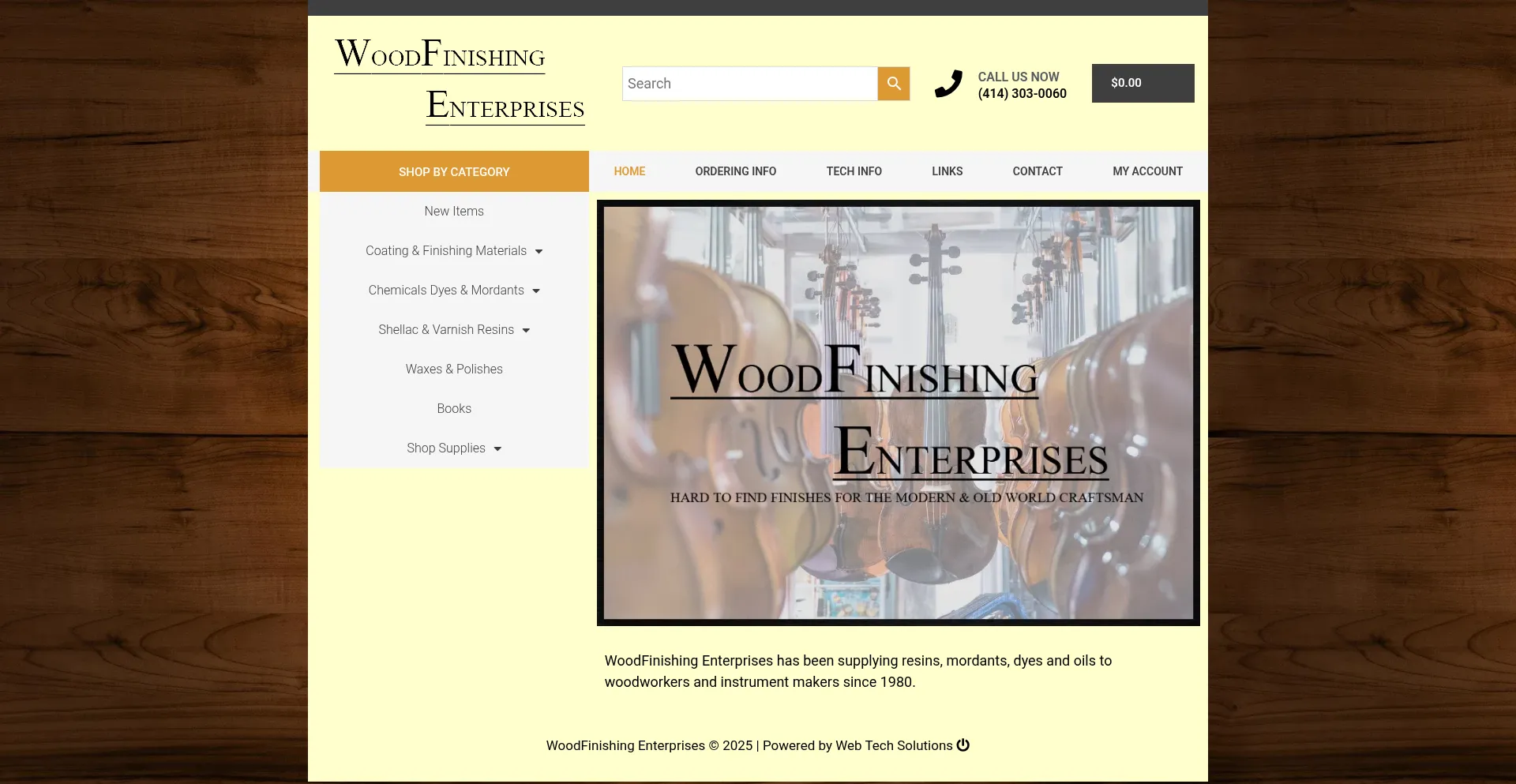 Website screenshot of Woodfinishingenterprises.com
