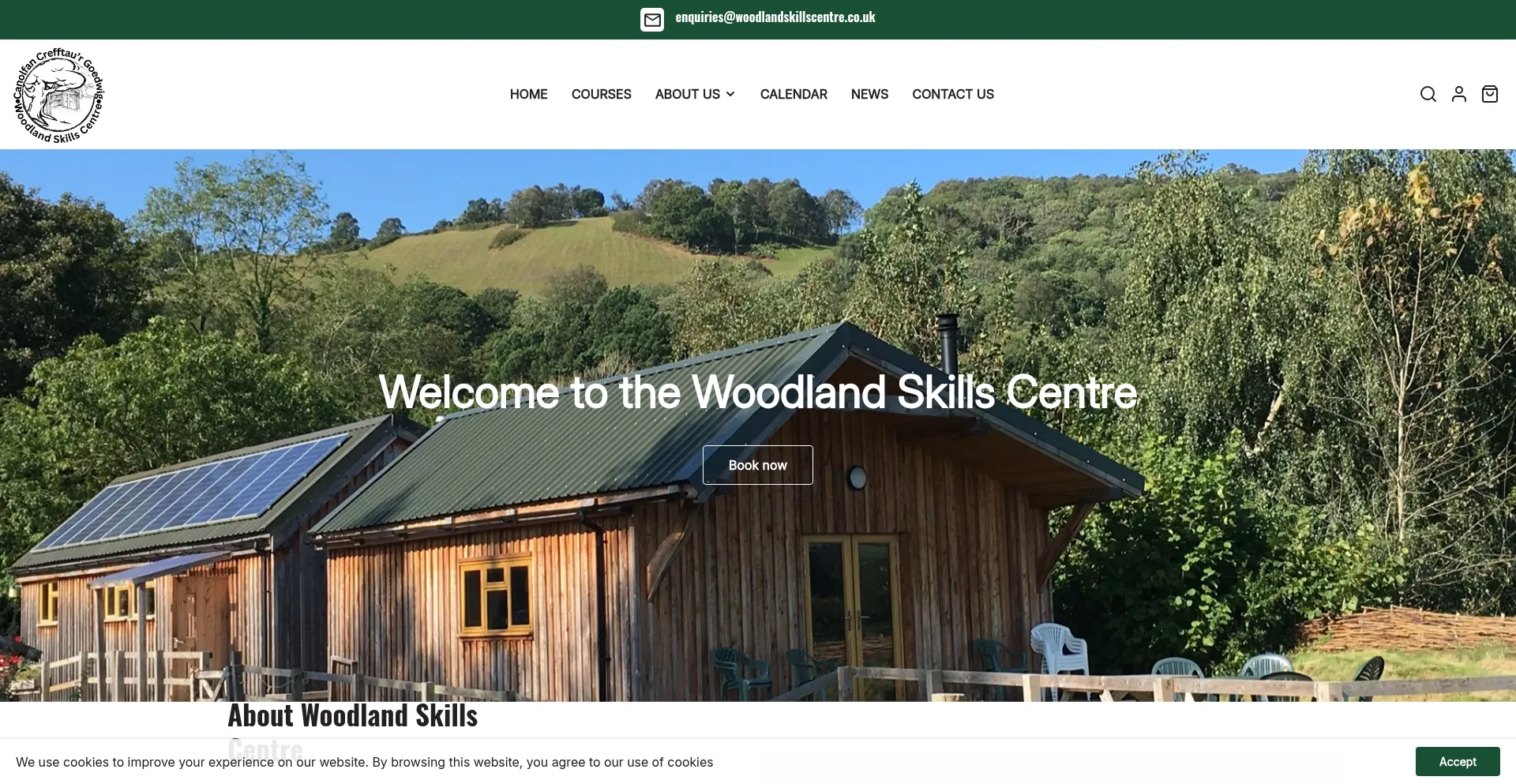 Website screenshot of Woodlandskillscentre.uk