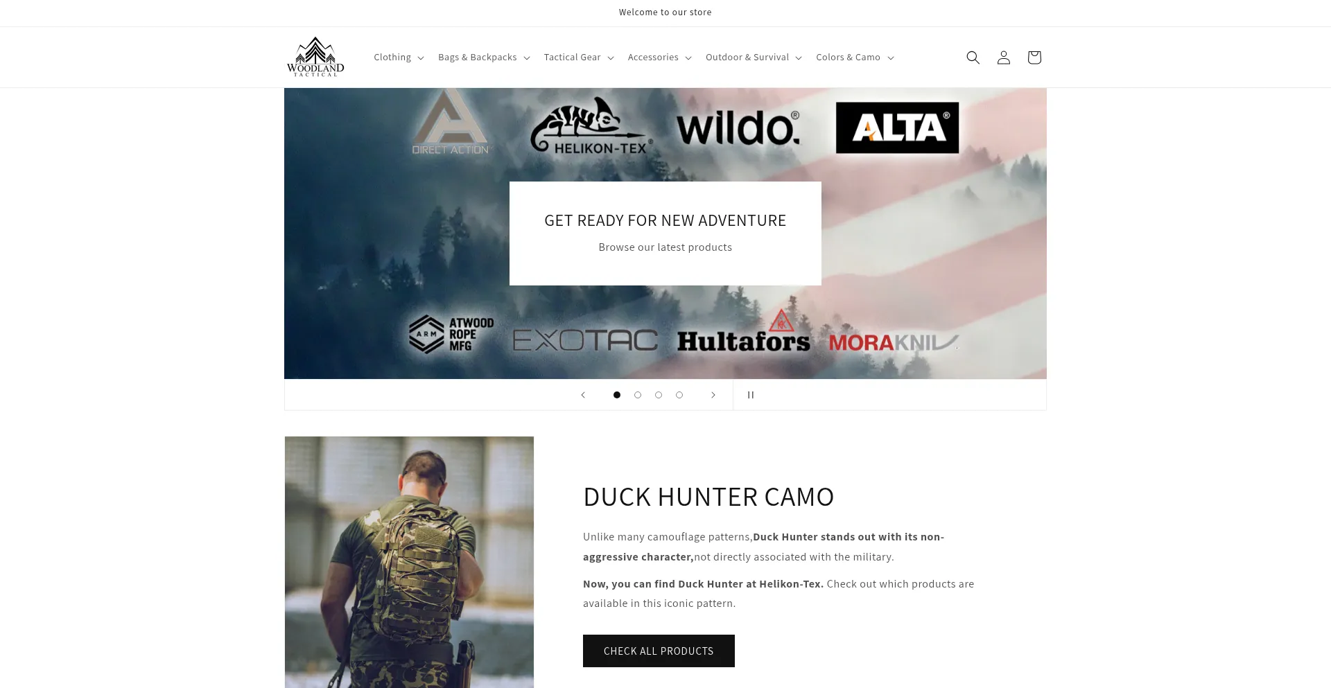 Website screenshot of Woodlandtactical.com