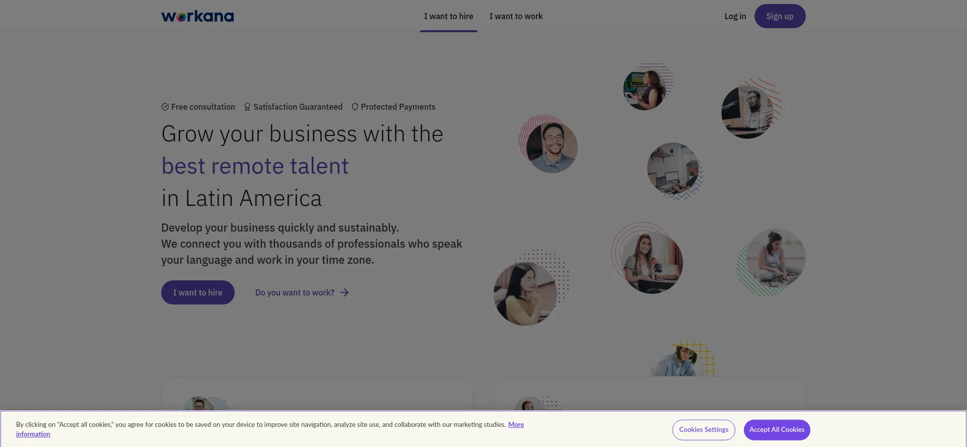 Website screenshot of Workana.com