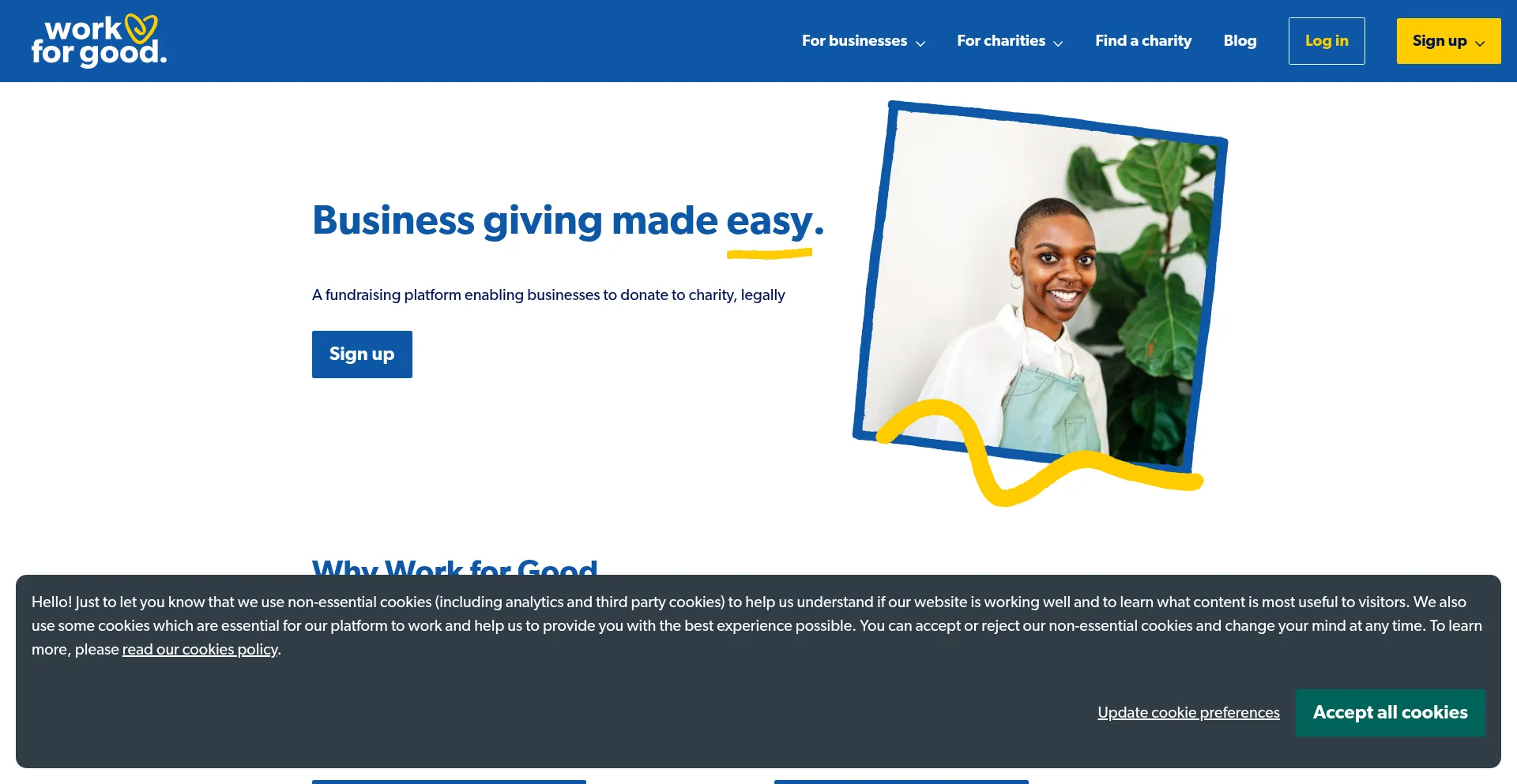 Website screenshot of Workforgood.co.uk
