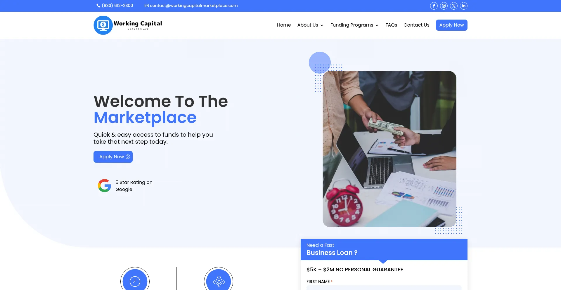 Website screenshot of Workingcapitalmarketplace.com