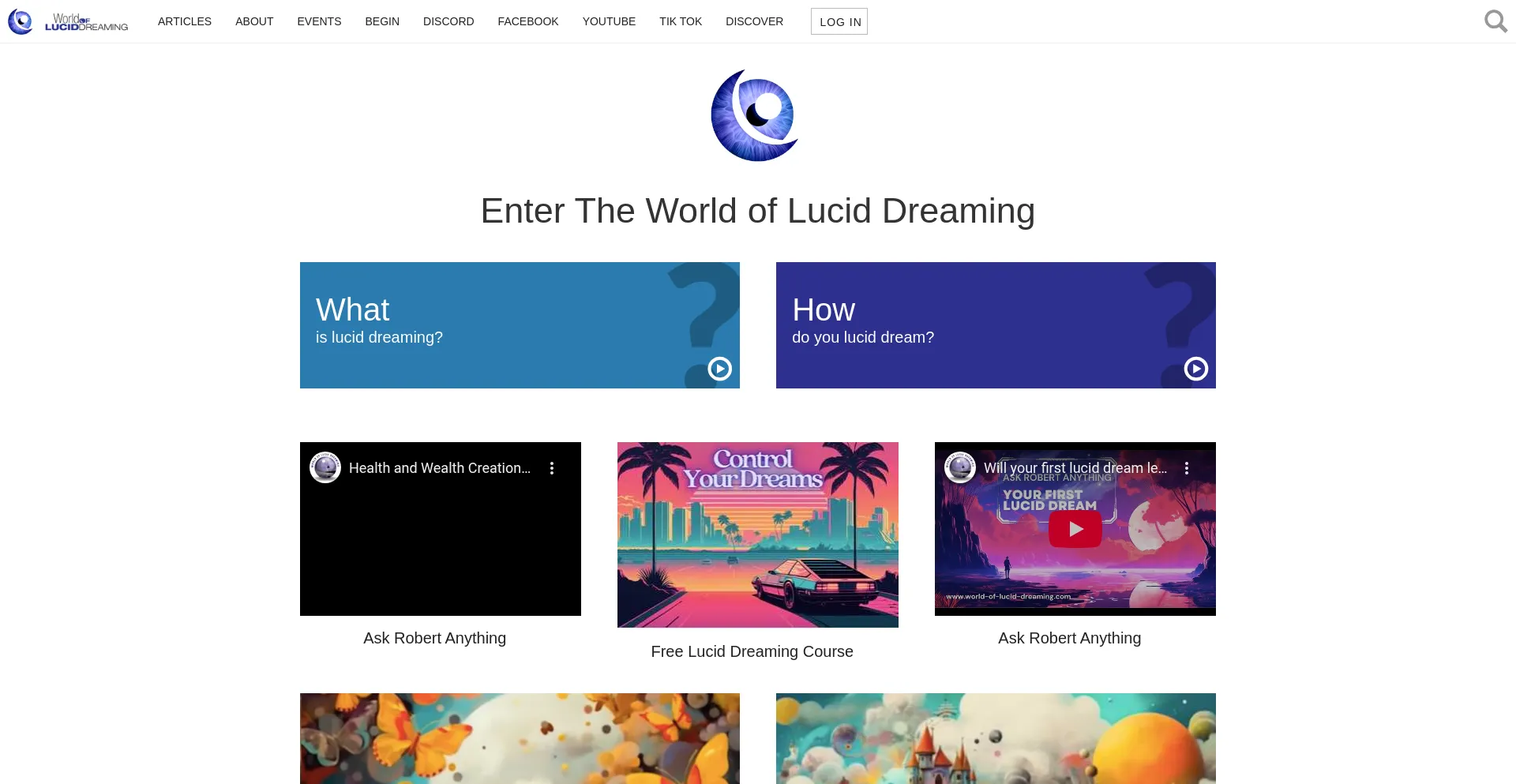 Website screenshot of World-of-lucid-dreaming.com