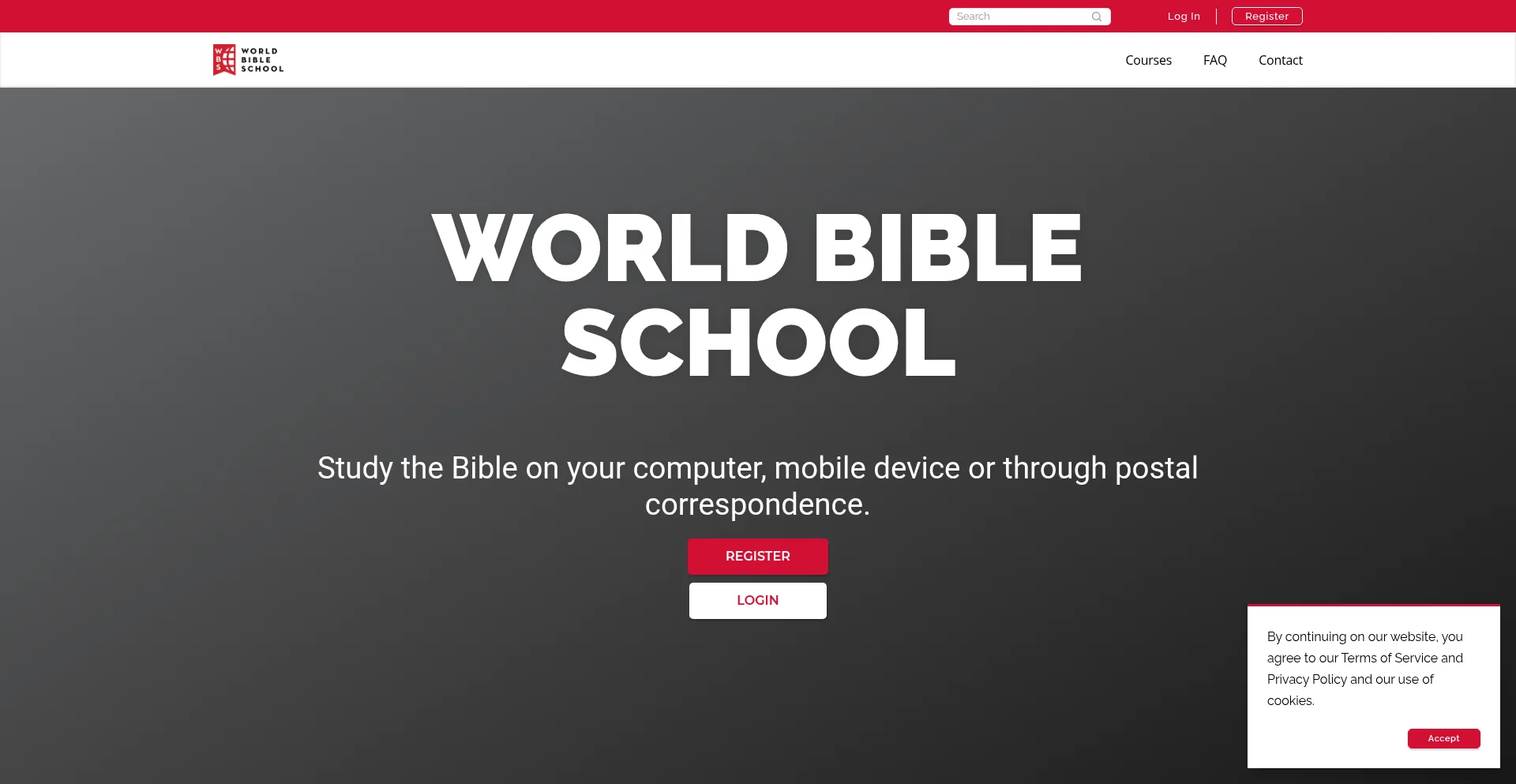 Website screenshot of Worldbibleschool.org