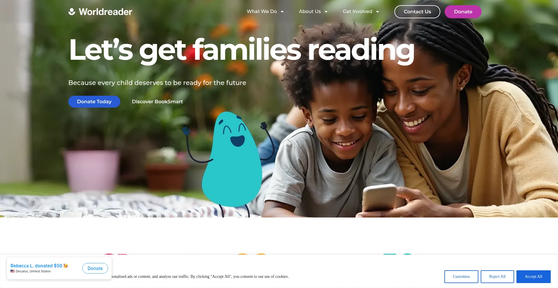 Website screenshot of Worldreader.org