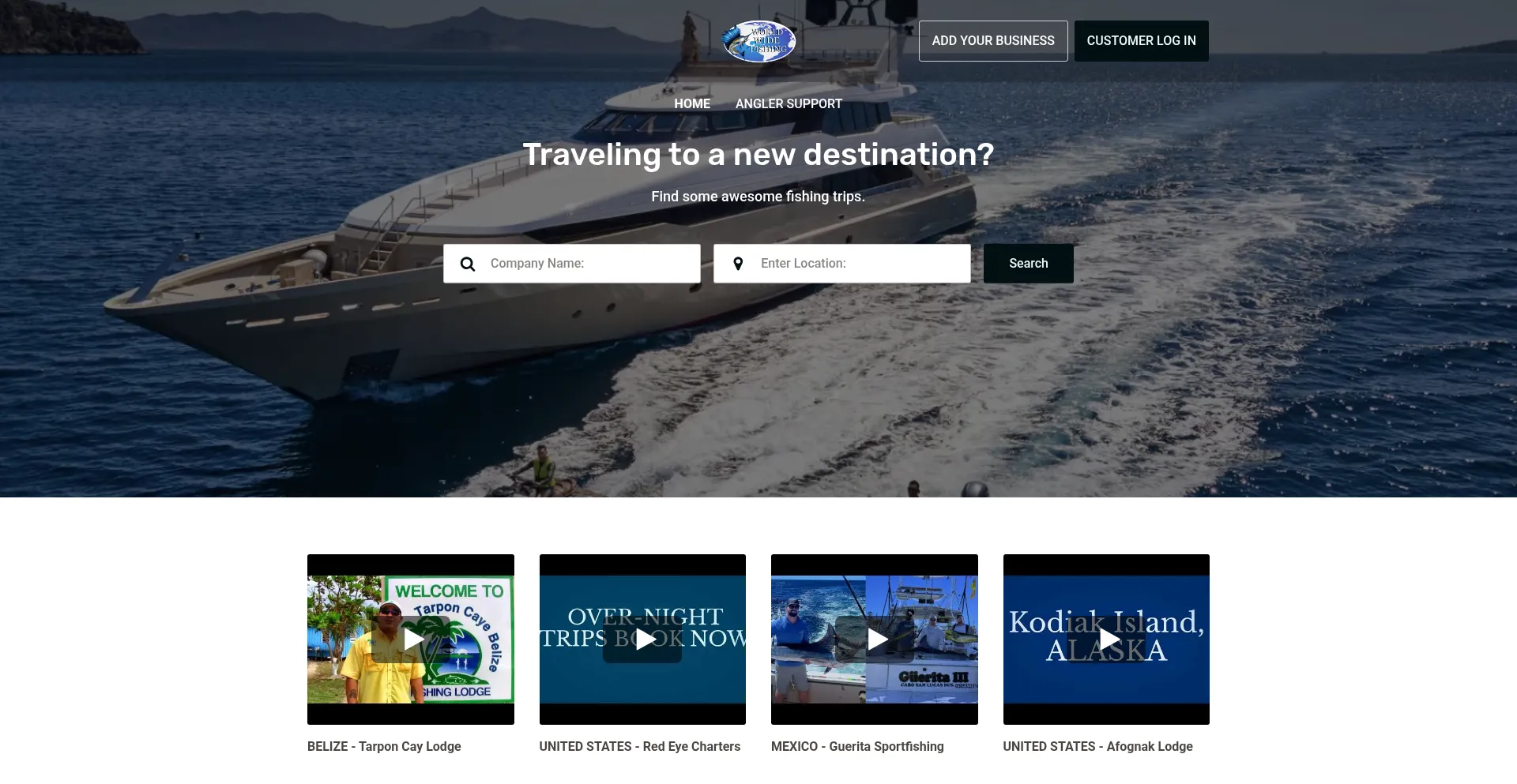 Website screenshot of Worldwidefishing.com