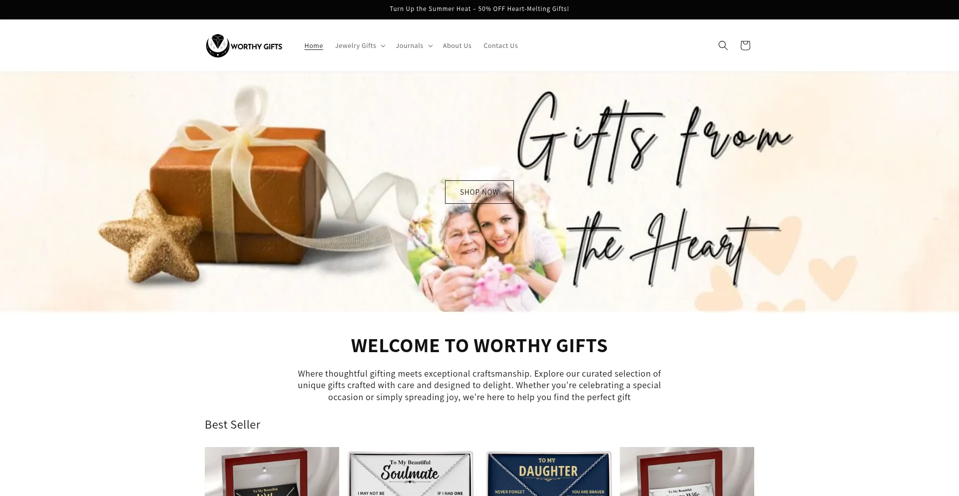 Website screenshot of Worthygifts.com